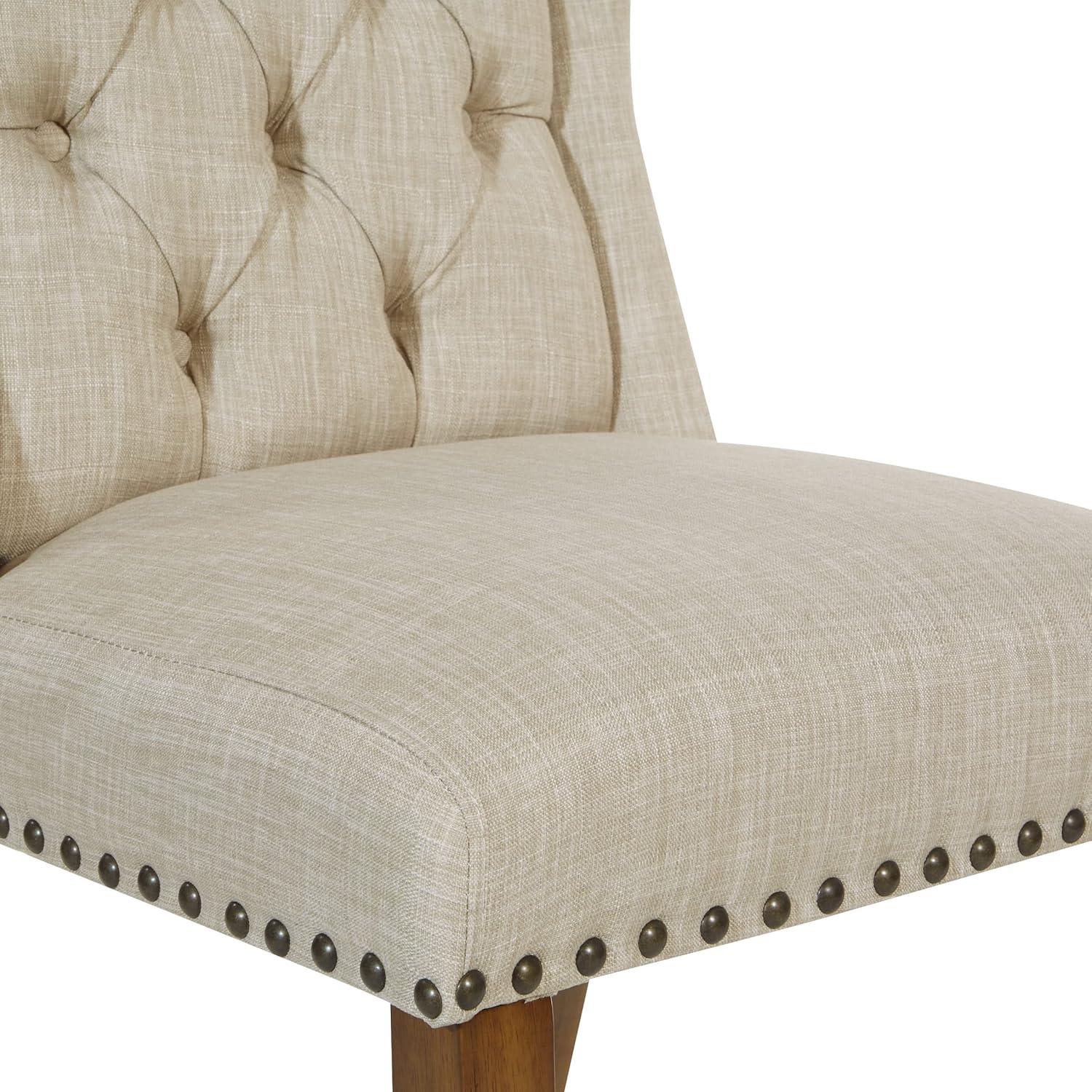 Elegant Linen Upholstered Parsons Side Chair with Wood Legs