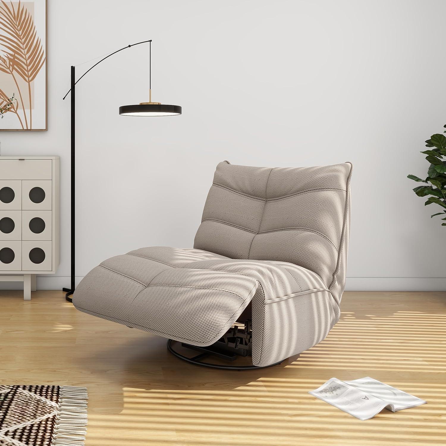 Jennifer Taylor Home Rearden 35.5" Swivel Glider Manual Recliner Armless Lounge Chair, Cement Gray 3D Tech Mesh