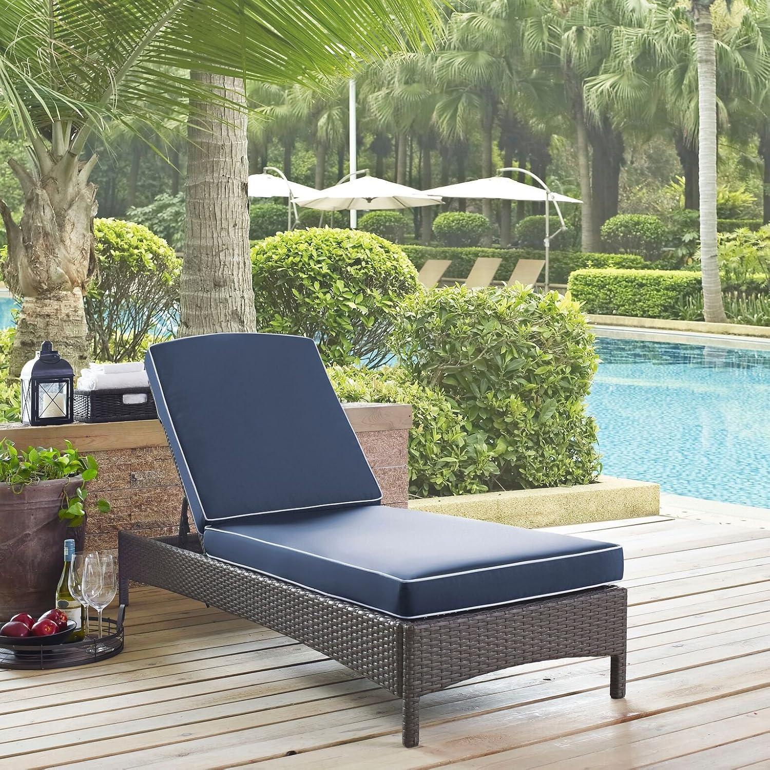 Palm Harbor Outdoor Wicker Chaise Lounge - Weathered Gray - Crosley