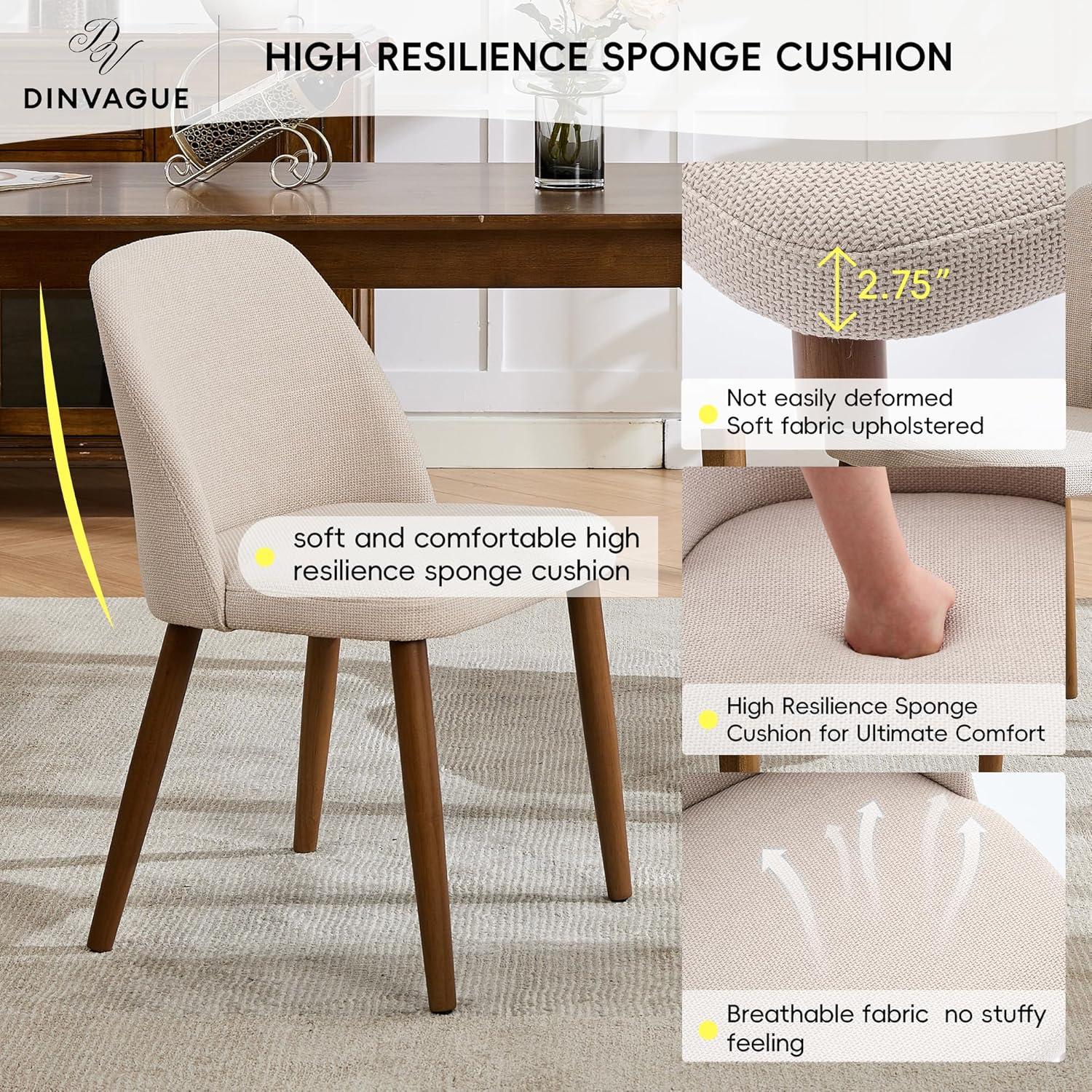 Dining Chairs Set of 2,Fabric Upholstered and Solid Wood Legs,Modern Room Dining Chairs,Thick Cushions Seat,Easy Assembly for Dining Room Living Room Bedroom Kitchen(Green)