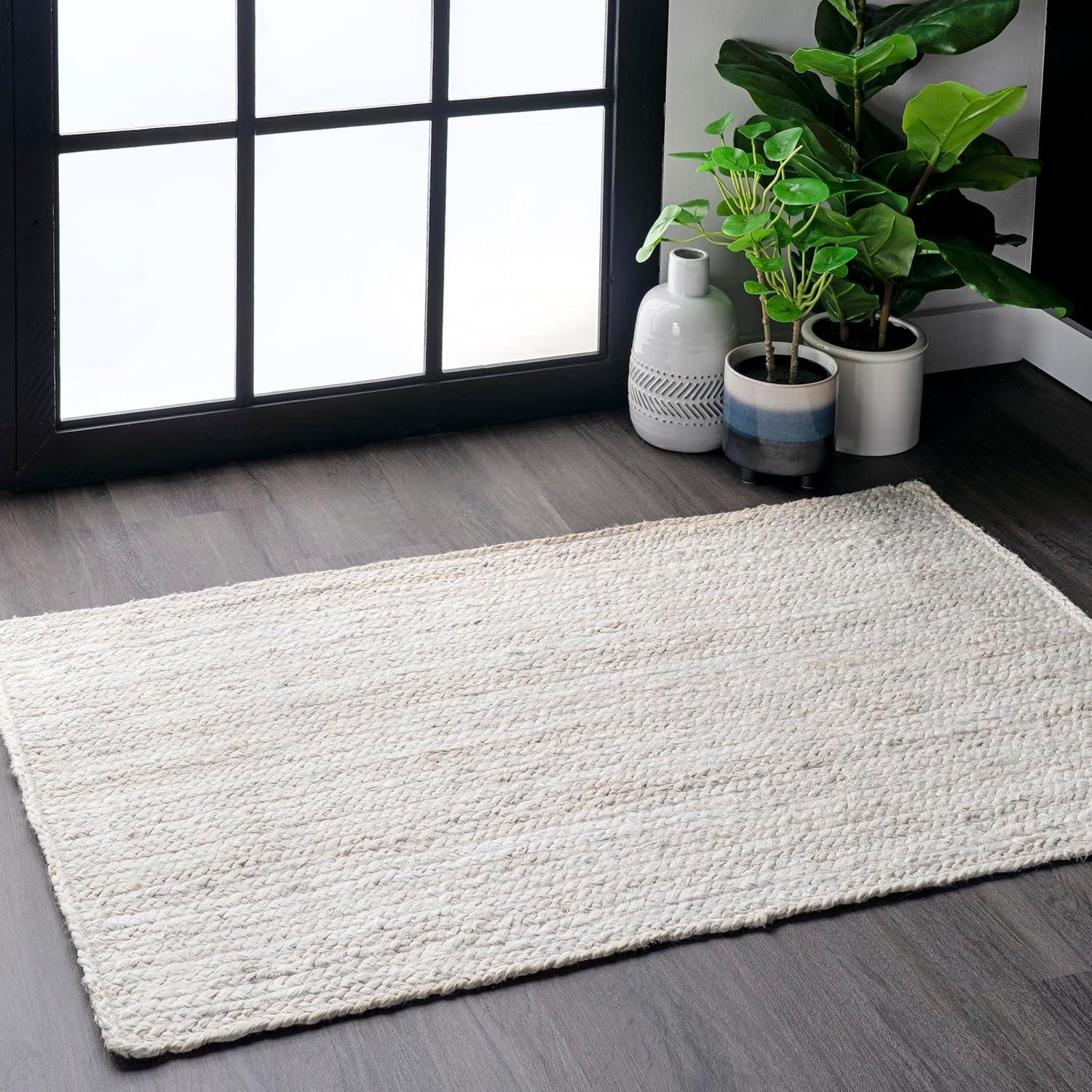 3'x5' Hand Woven Rigo Jute Area Rug Off White - nuLOOM: Farmhouse Style, Low Pile, Rectangle, Indoor Use