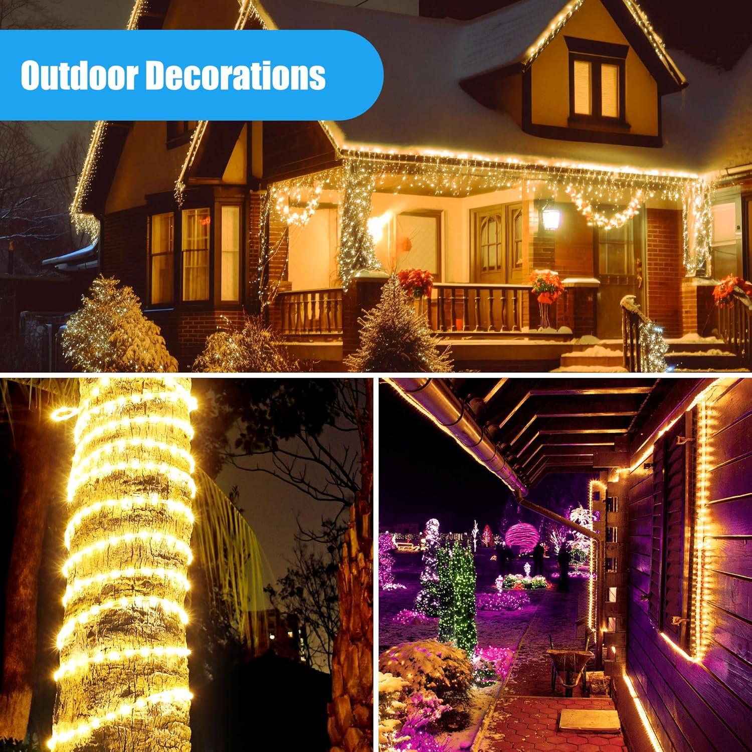 DEERPORT Decor Indoor/Outdoor 16-Feet Integrated LED Warm White Rope Light