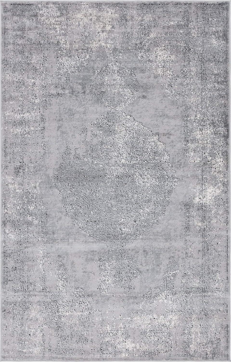 5'x8' Haze Solid Low-Pile Area Rug, Light Gray - JONATHAN Y
