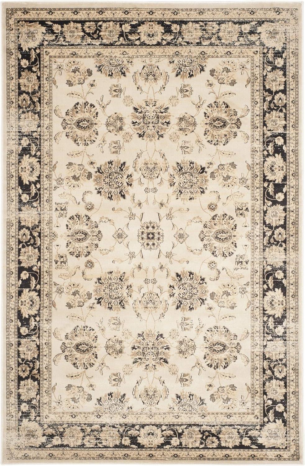 SAFAVIEH Vintage Jessamine Traditional Area Rug, Ivory/Black, 6'7" x 9'2"