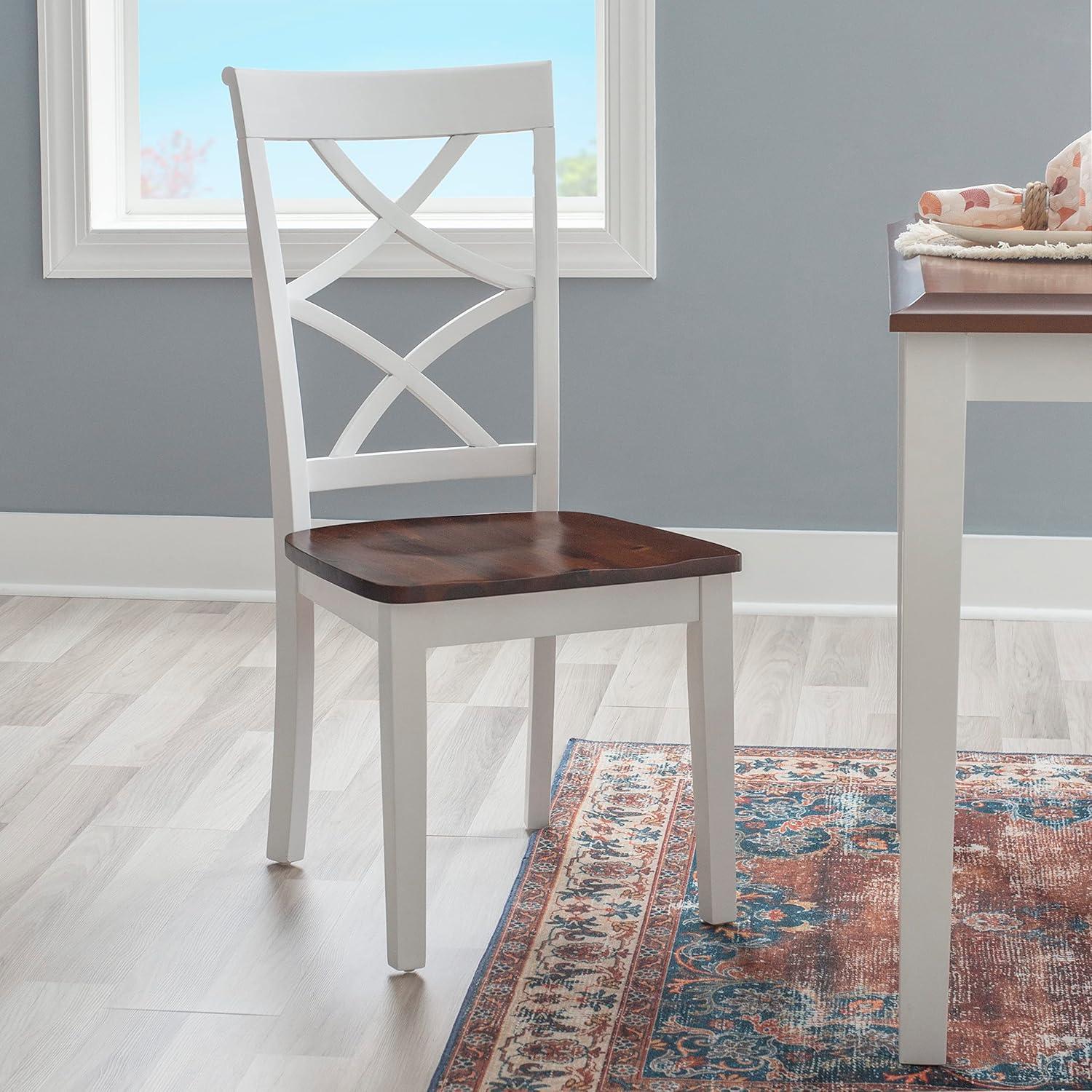 Linon Harrison Five Piece 2 Tone Dining Set in Cherry/White Finished Wood