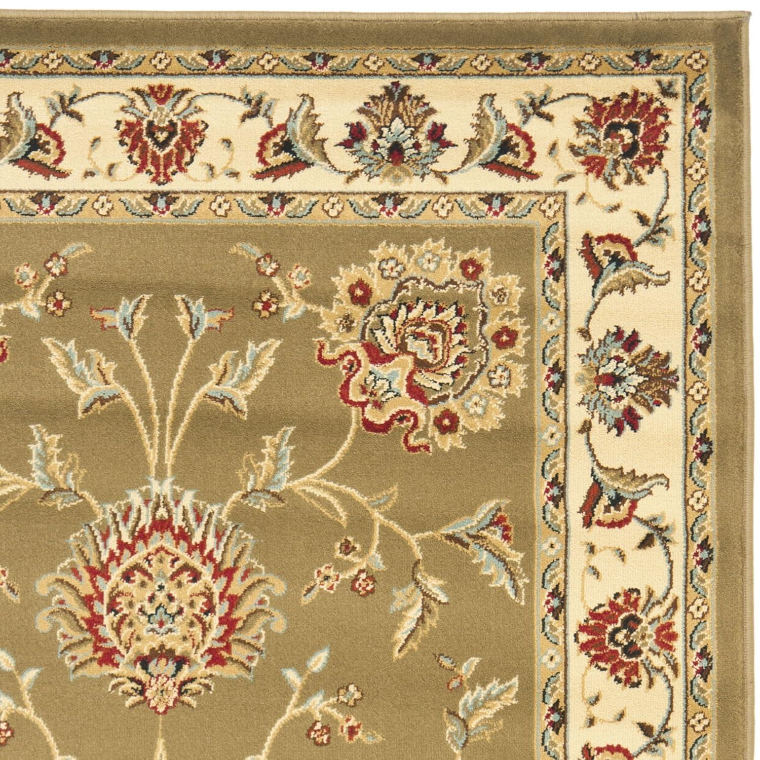 Lyndhurst LNH555 Power Loomed Area Rug - Green/Ivory - 4'x6' - Safavieh