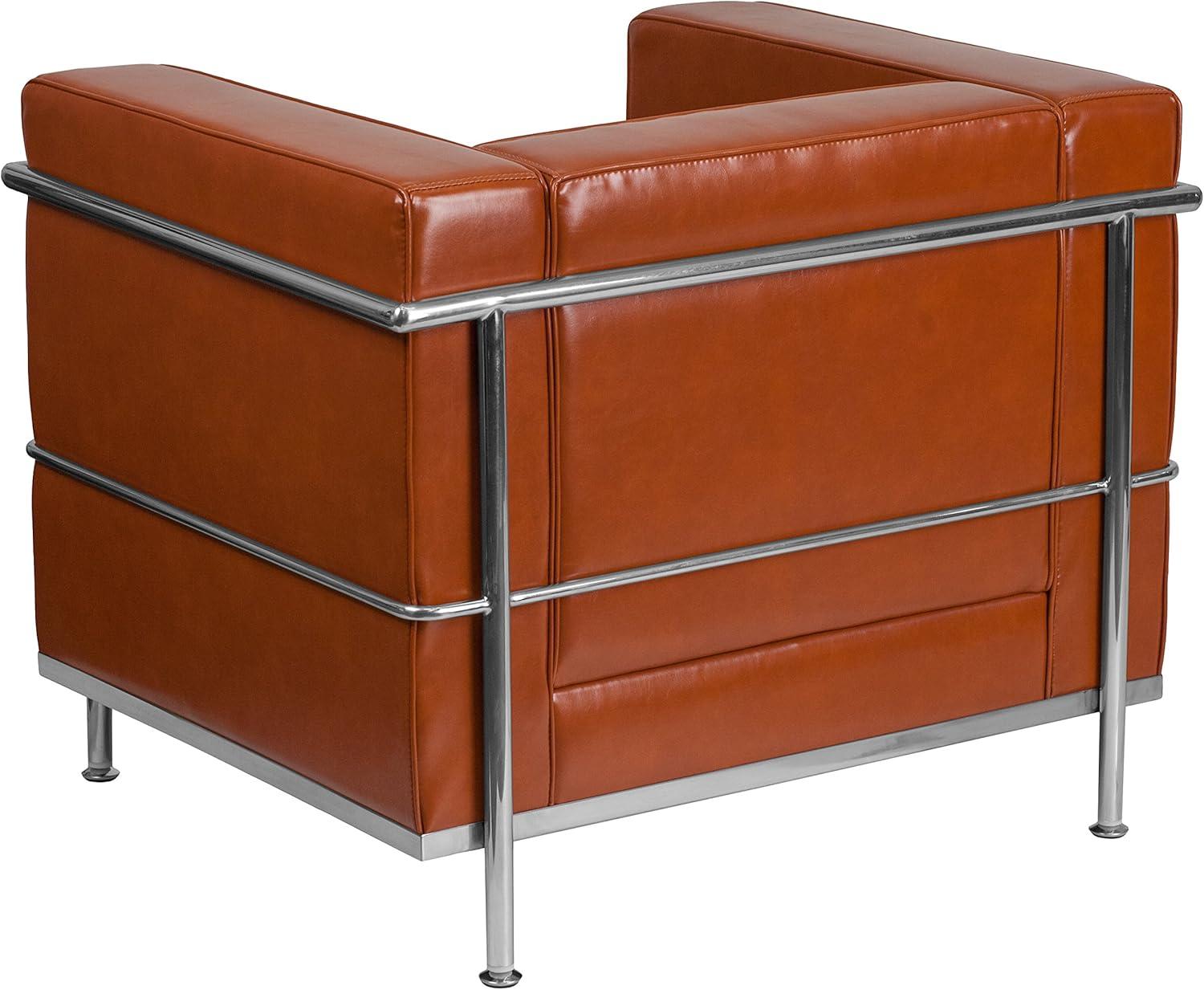 Hercules Regal Contemporary Cognac LeatherSoft Chair with Metal Frame
