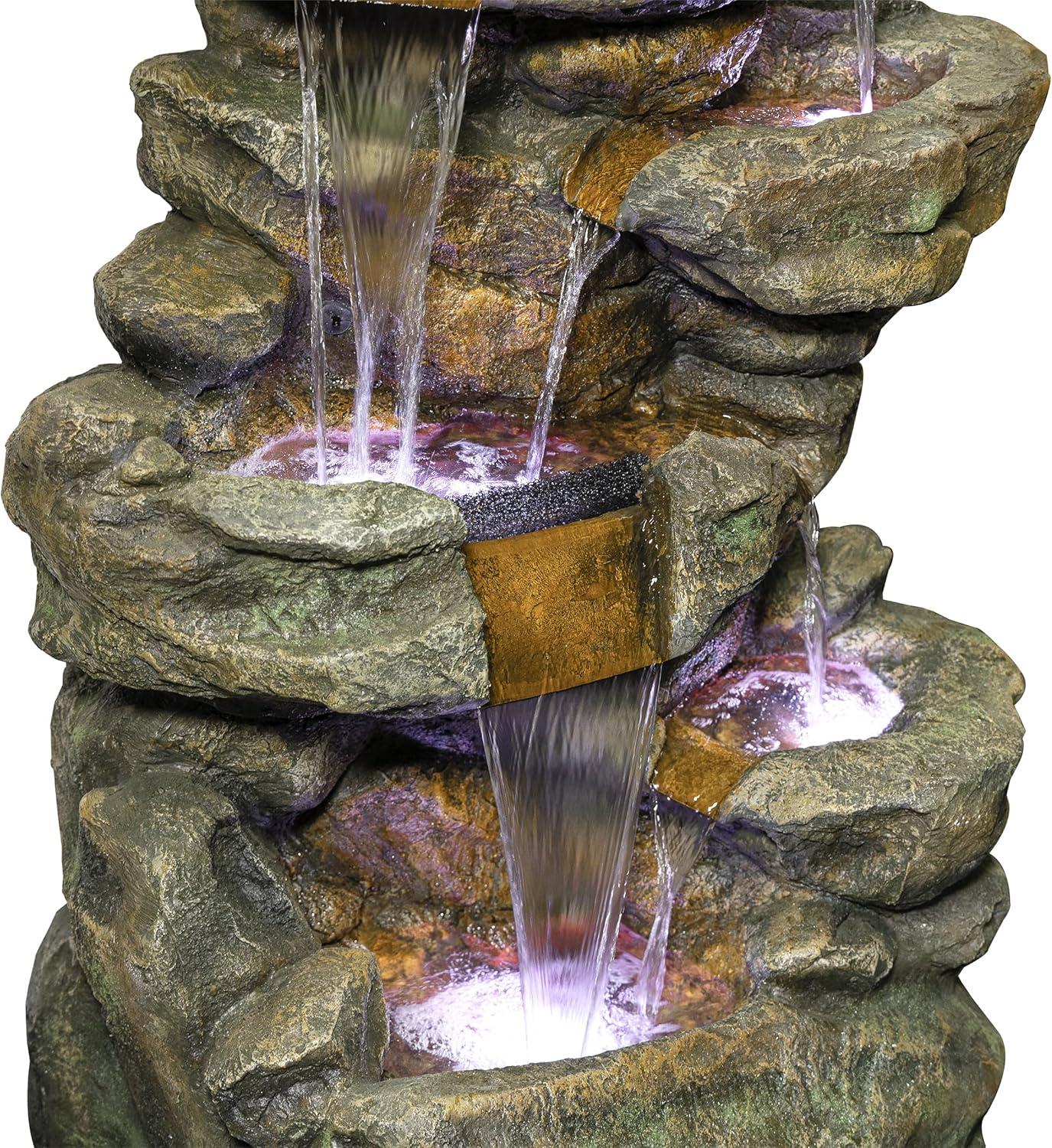 Alpine Corporation 6-Tier Amazonian Water Fountain with LED Lights