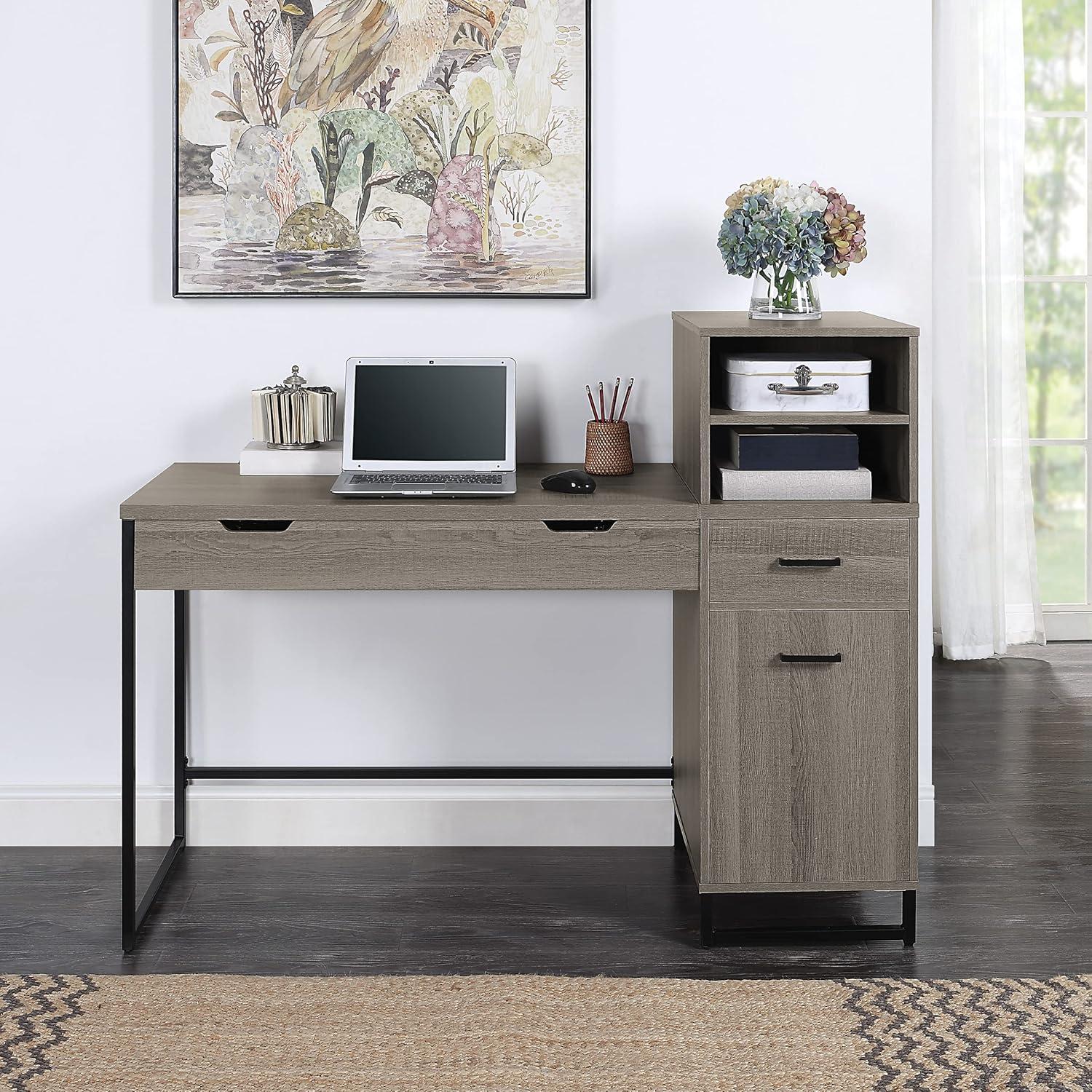 Hagney Lane Worksmart Sit-To-Stand Desk in Farm Oak Engineered Wood