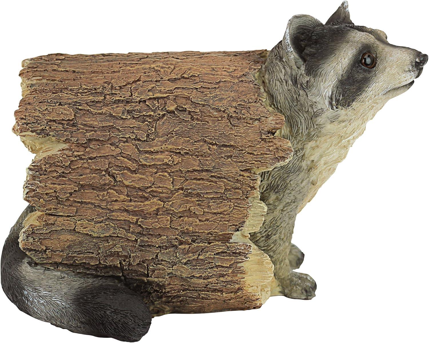 Hand-Painted Cast Stone Resin Raccoon Garden Statue