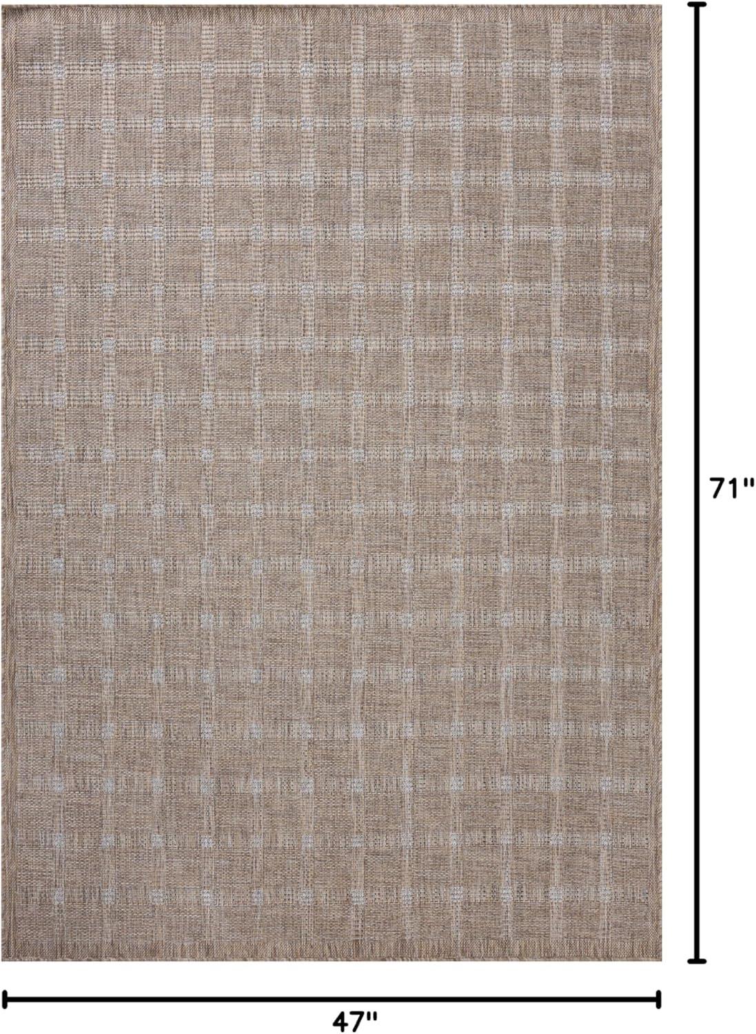 Topanga Natural Bone Geometric Easy Care Indoor/Outdoor Rug