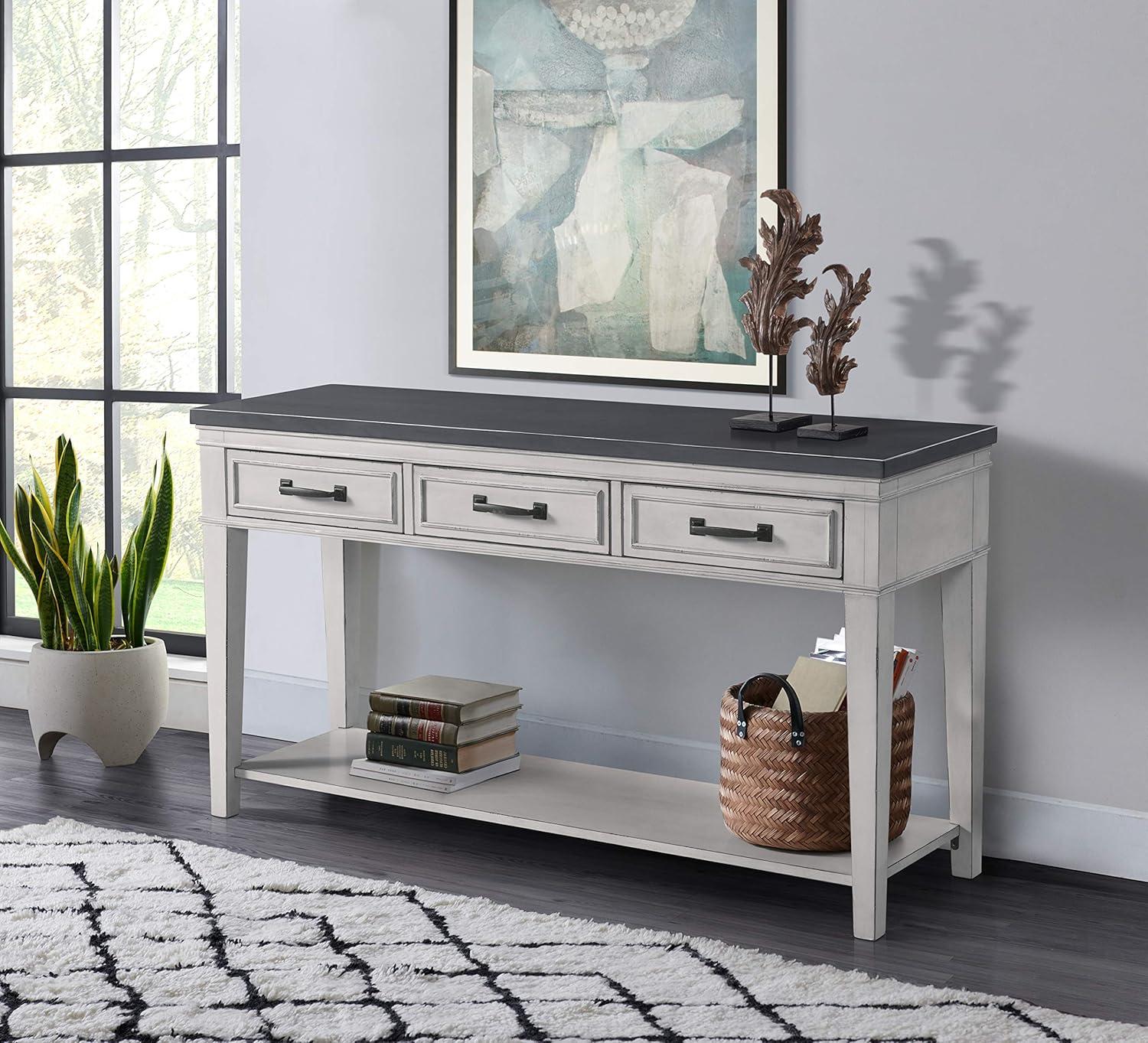 Martin Svensson Home Del Mar 3 Drawer Sofa Console Table White and Grey