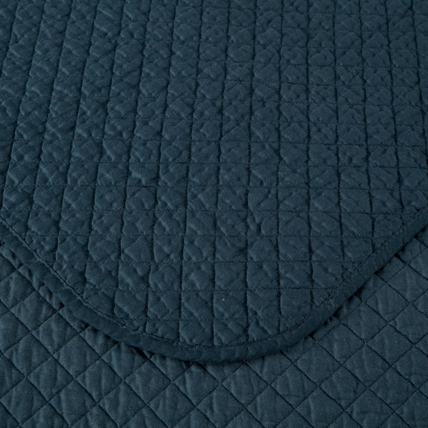 Chezmoi Collection Avon Diamond Geometric Solid Cotton Lightweight Quilt for All Seasons, 3-Piece Quilt Set, King, Dark Blue