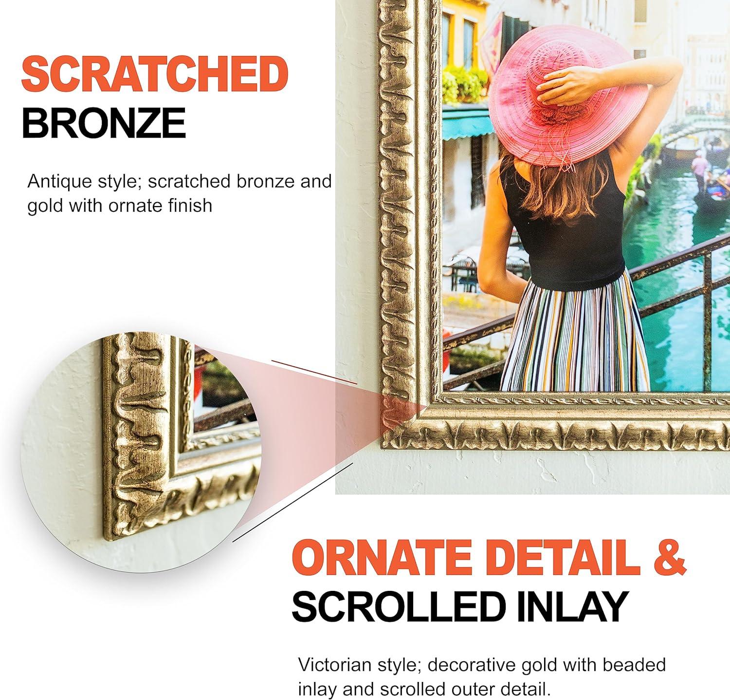 Craig Frames Bravado Ornate, 24x36 inch Antique Bronze Picture Frame Matted for a 20x30 Photo