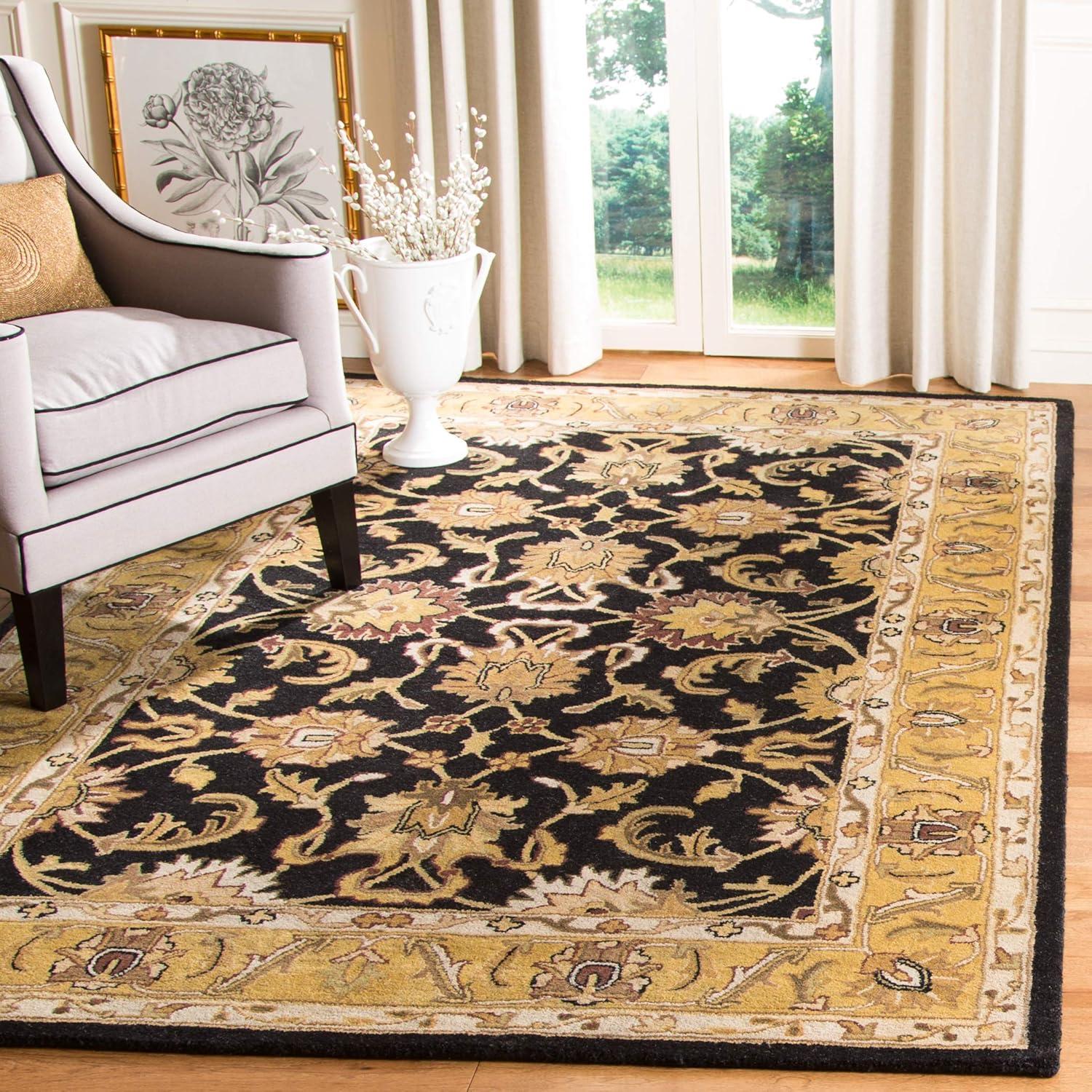 Classic CL252 Hand Tufted Area Rug - Black/Gold - 7'6"x9'6" - Safavieh.
