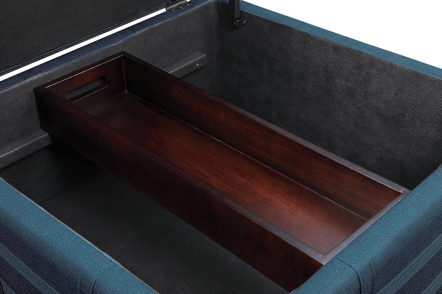 Detour Strap Square Storage Ottoman in Crimson Red Faux Leather