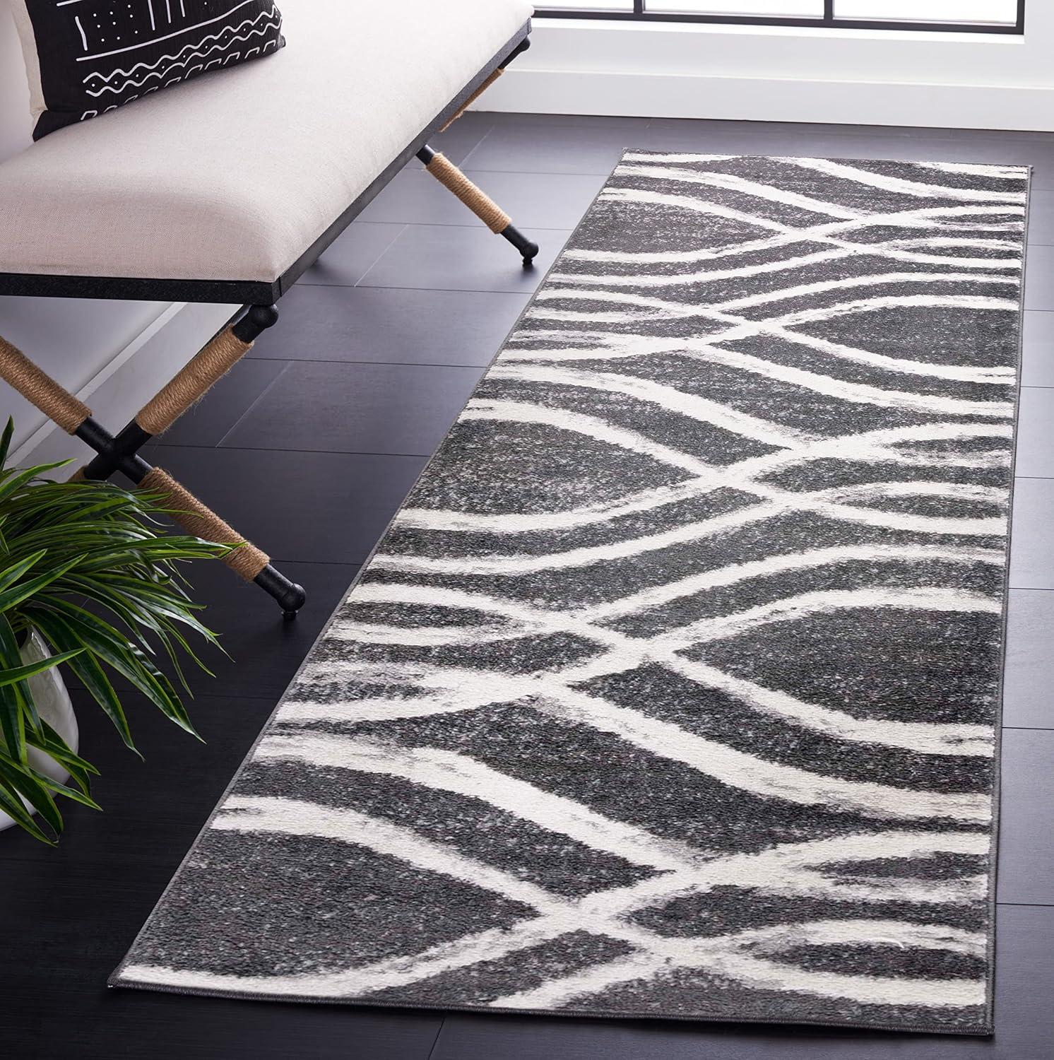 Adirondack ADR125 Machine Made Indoor Area Rug - Charcoal/Ivory - 6'x9' - Safavieh