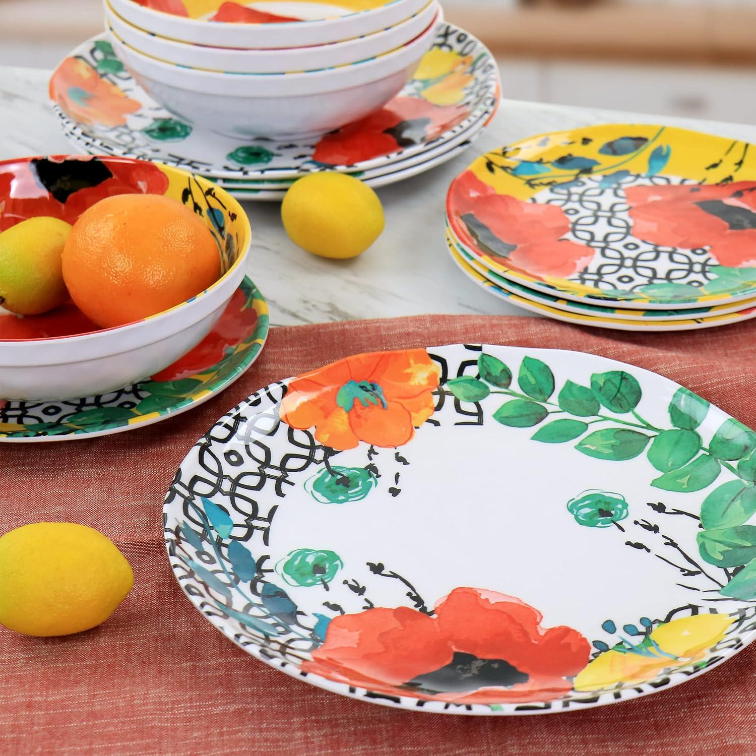 Elama Grace 12 Piece Melamine Dinnerware Set