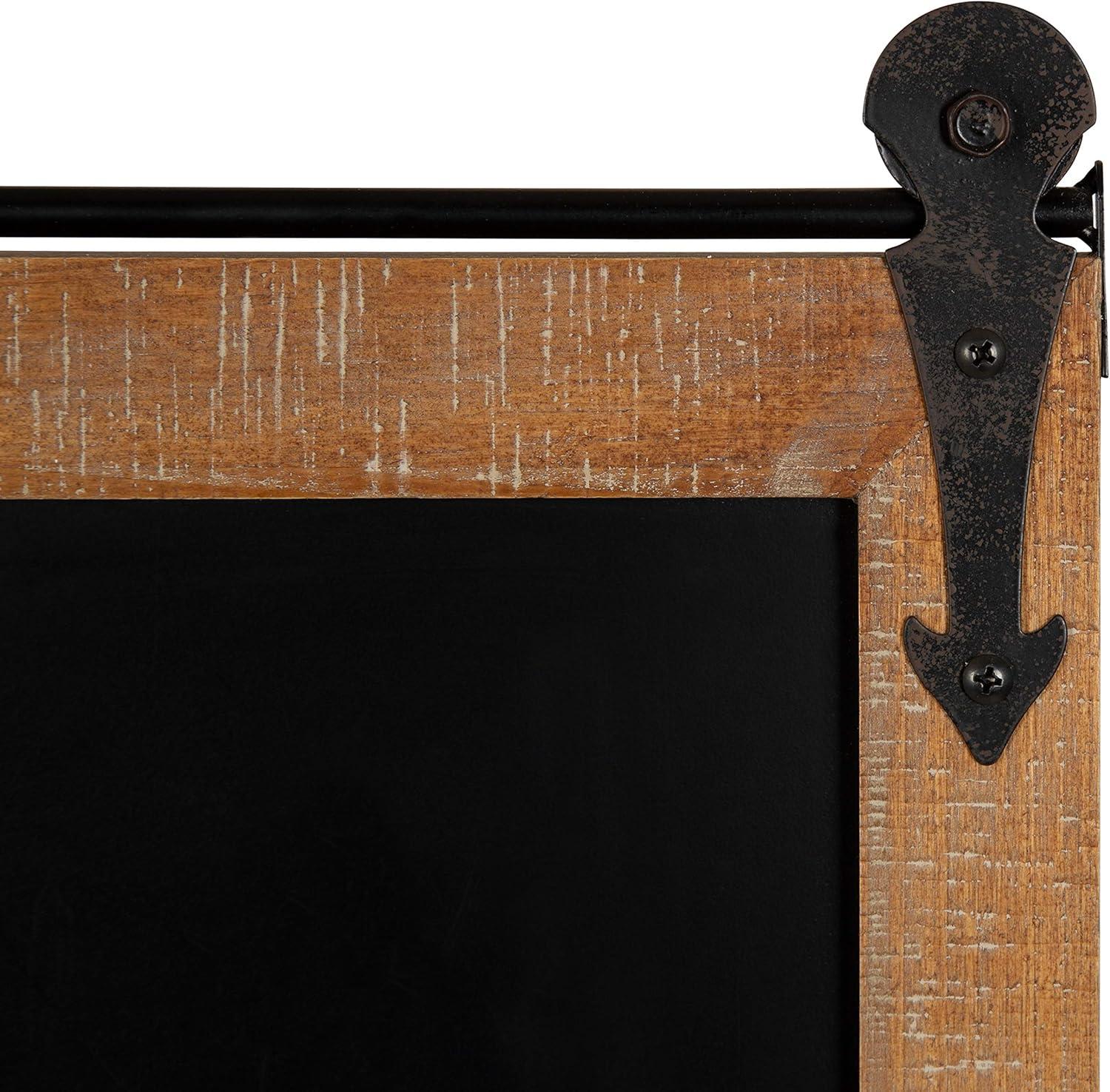Kate and Laurel Cates Modern Farmhouse Barn Door Wood Framed Chalkboard, Rustic Brown