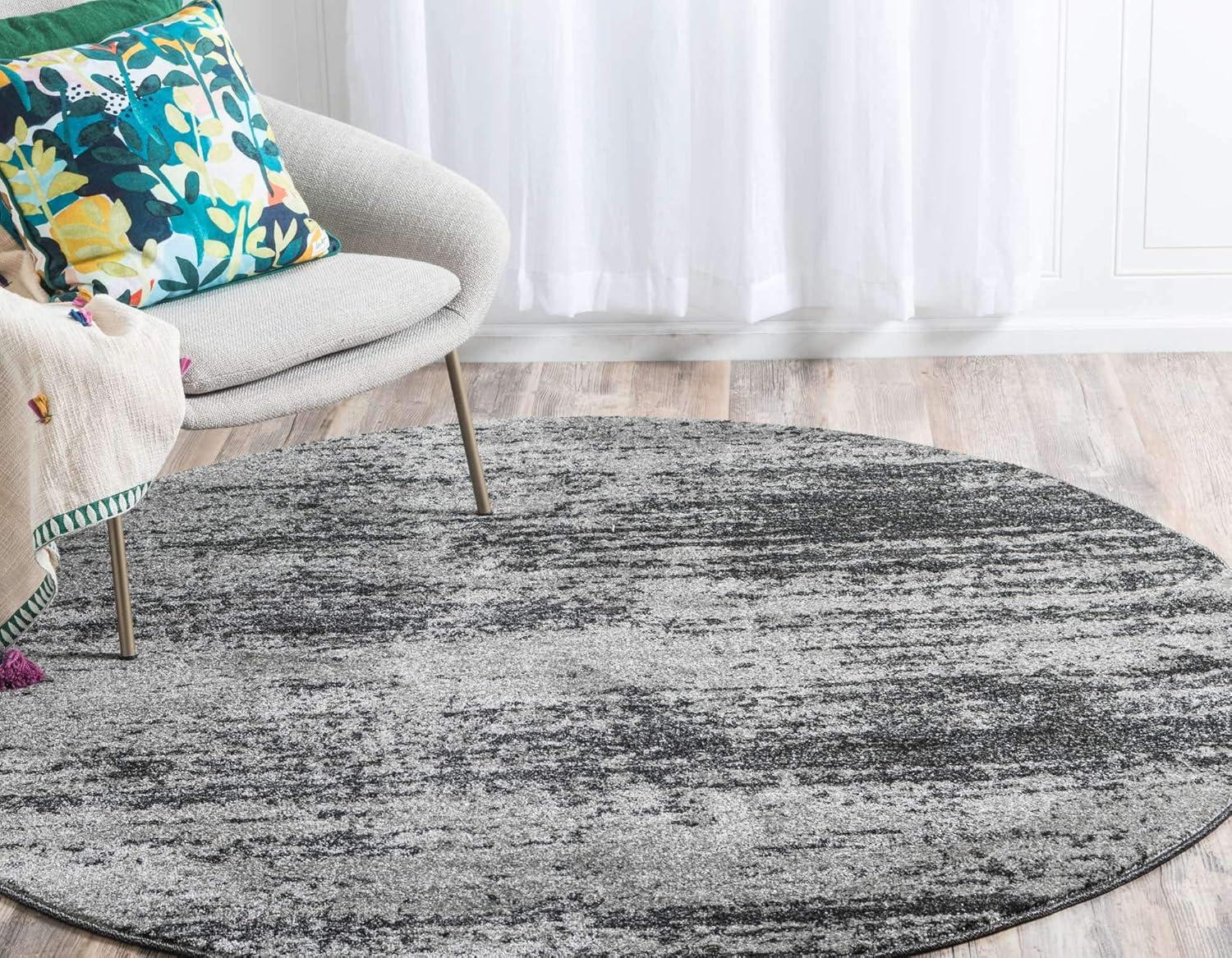 Del Mar Round Gray Tufted Stain-Resistant Area Rug