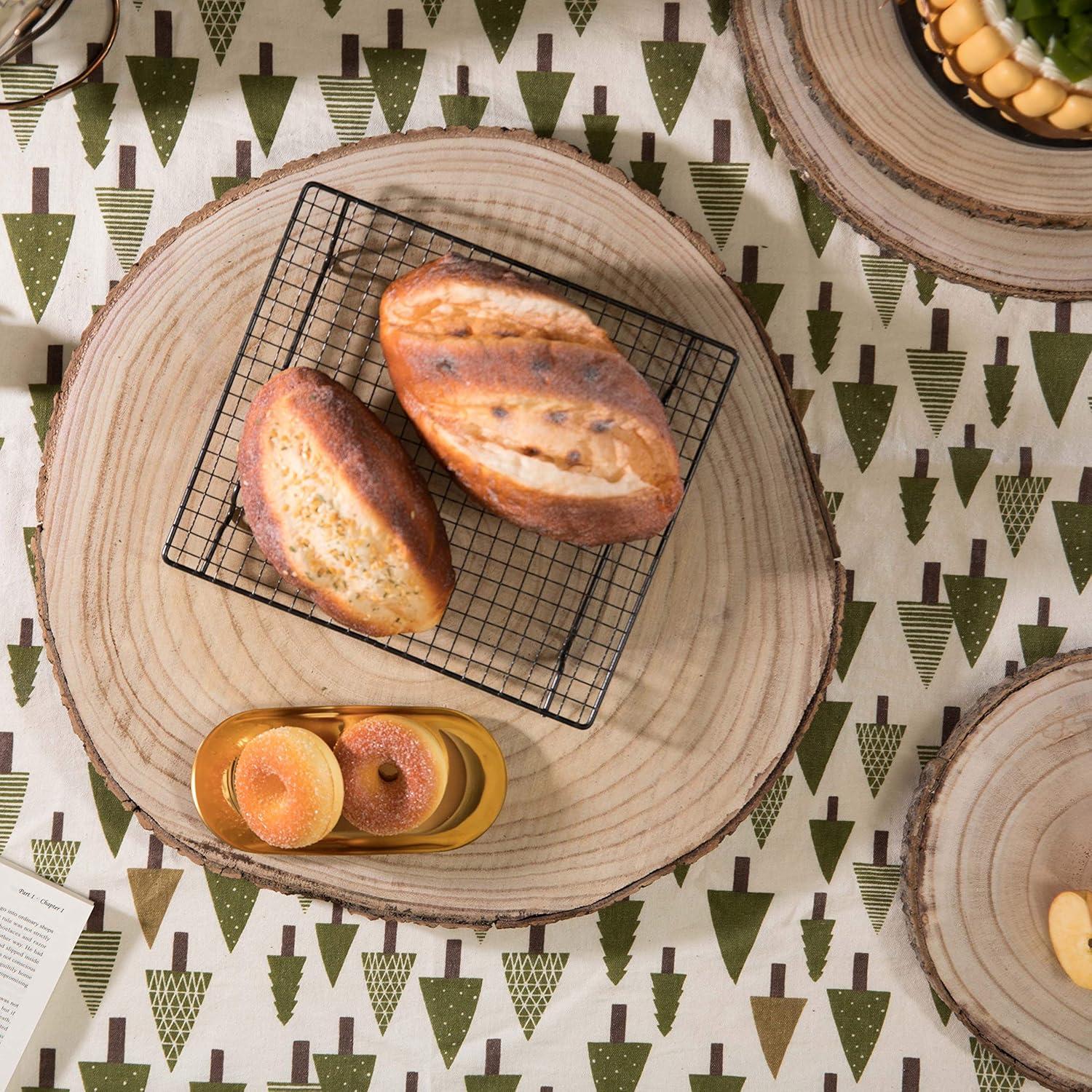 Vintiquewise Barky Natural Wood Slabs Rustic Ornament Slice Tray Table Charger - Set of 5