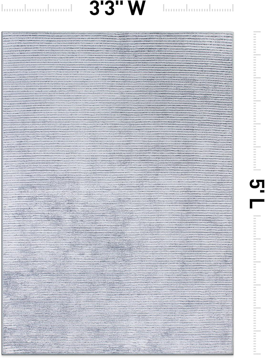 World Rug Gallery Contemporary Distressed Stripe Machine Washable Area Rug