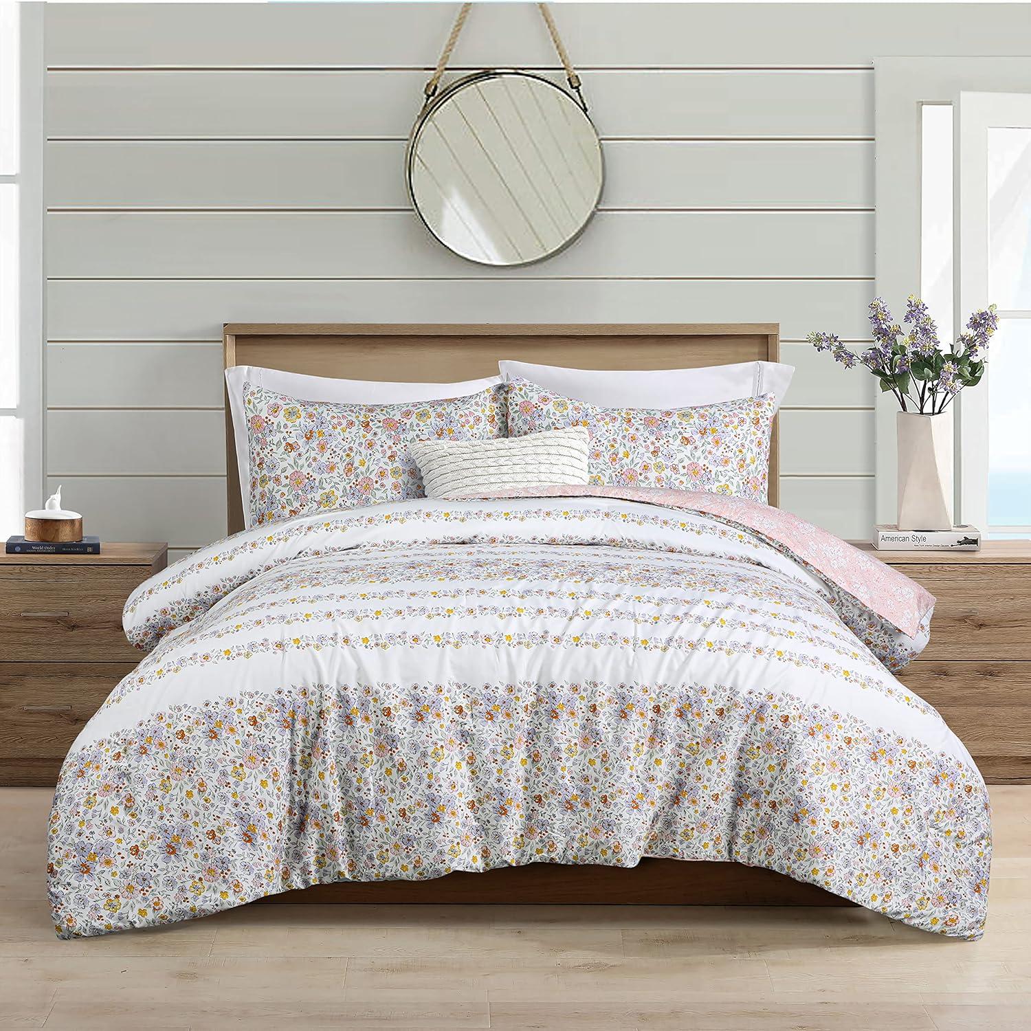 Microfiber 3-Piece Reversible Floral Comforter Set