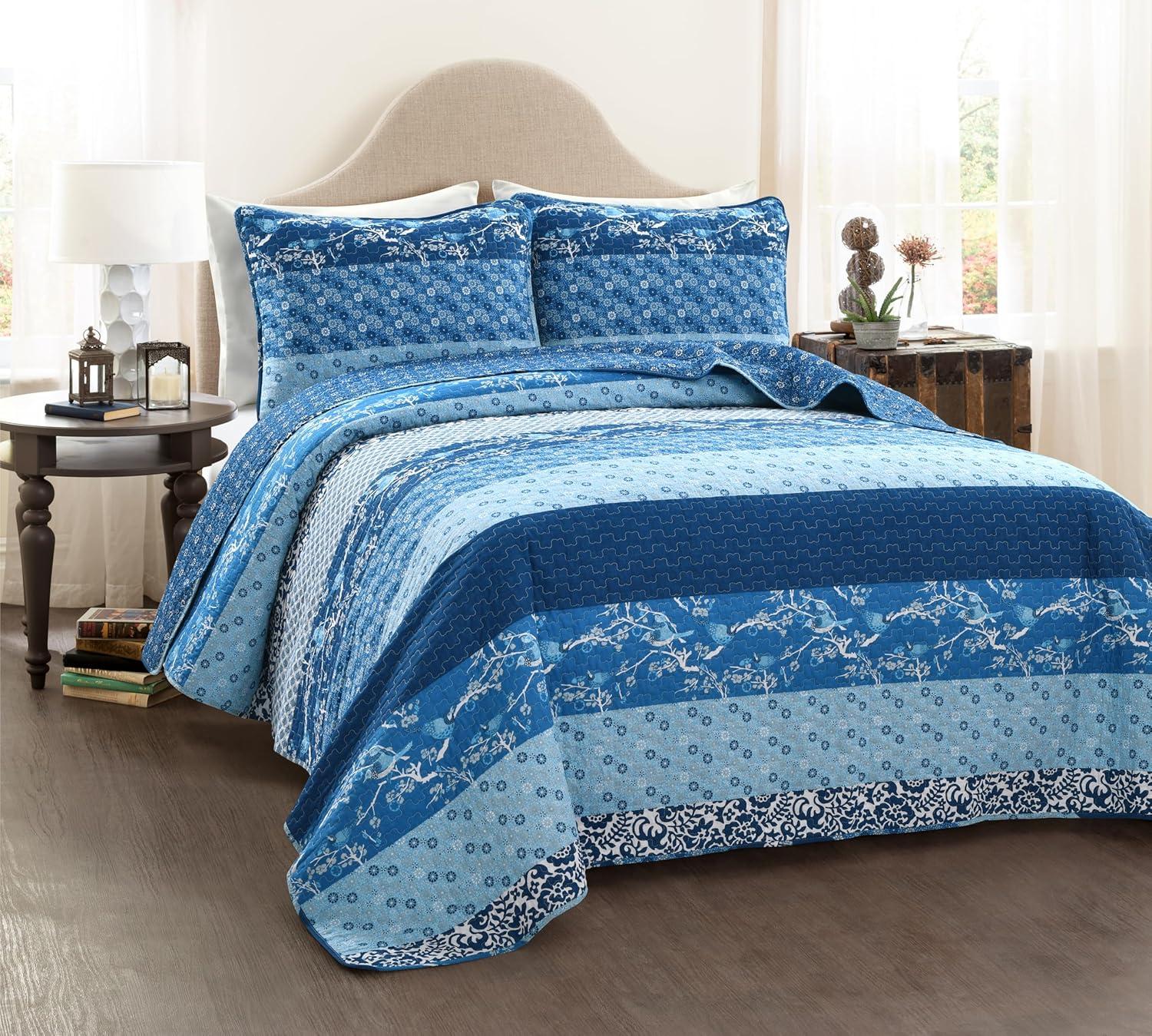 Lush Decor Royal Empire Cotton Reversible 3 Piece Quilt Set