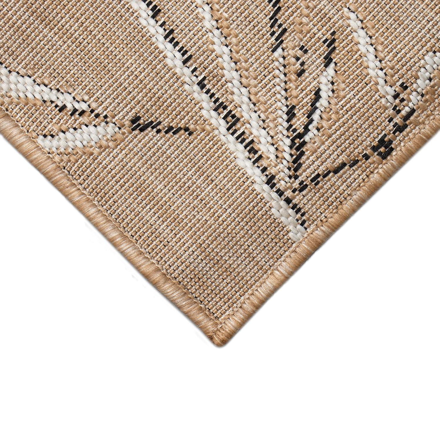 Liora Manne Carmel Bamboo Border Indoor/Outdoor Rug Sand 6'6" x 9'4"