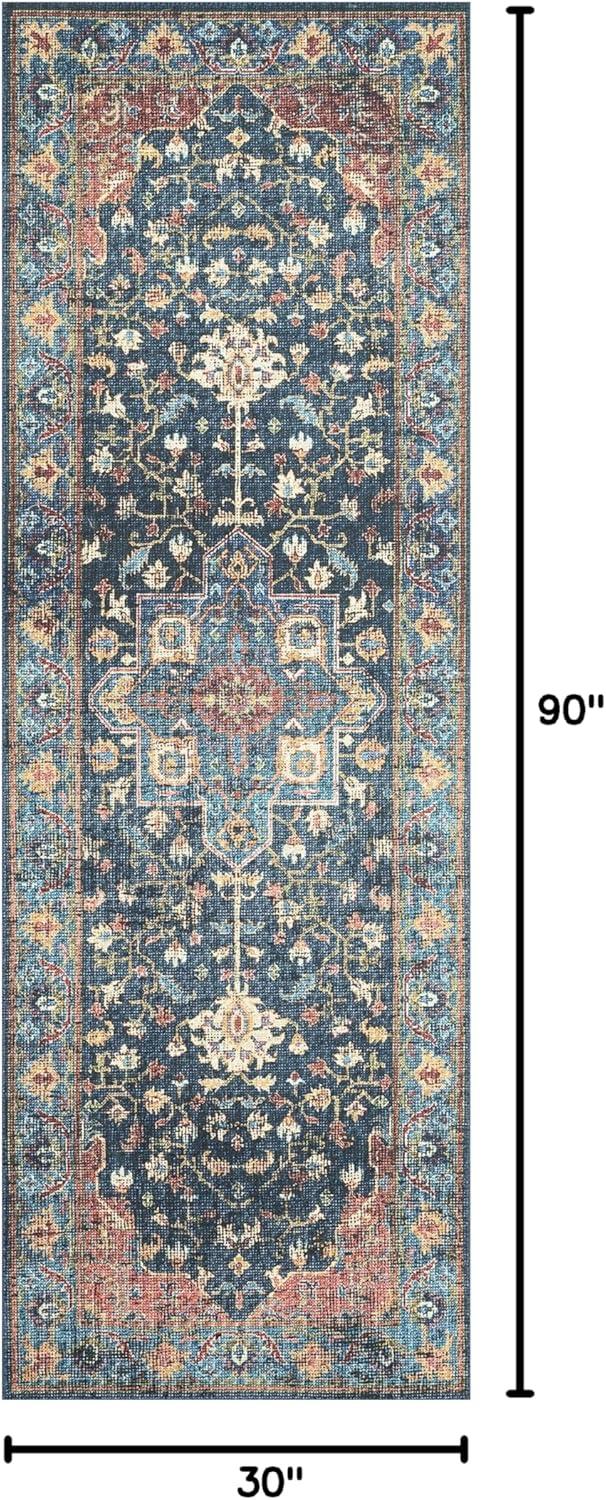 Skye Blue and Brick Vintage Bohemian Runner Rug