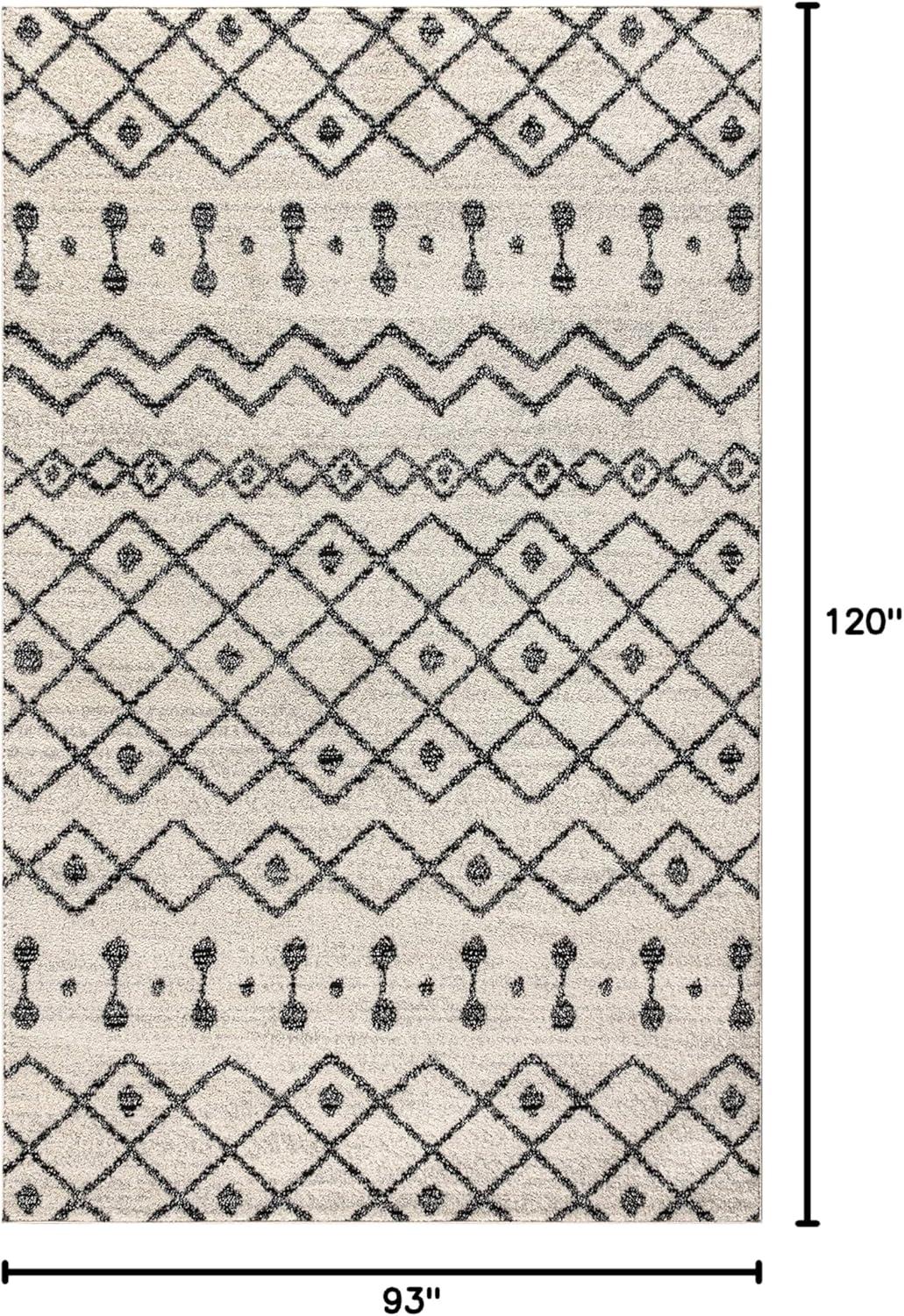 8'x10' Aksil Moroccan Beni Souk Area Rug, Cream/Black - JONATHAN Y