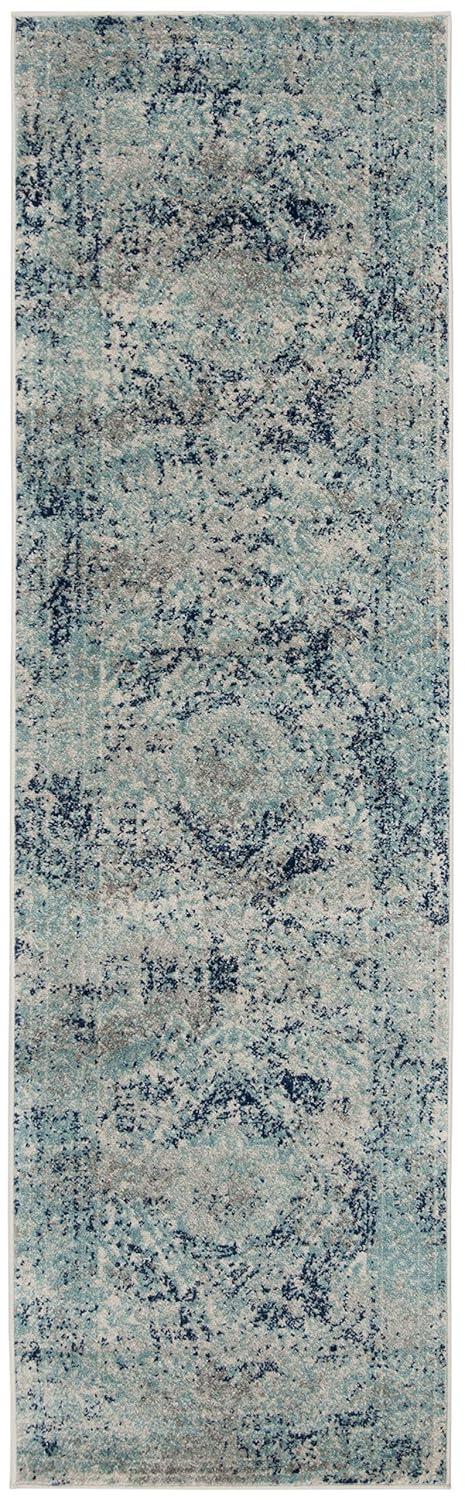 Madison MAD152 Power Loomed Indoor Runner Rug - Ivory/Blue - 2'3"x14' - Safavieh