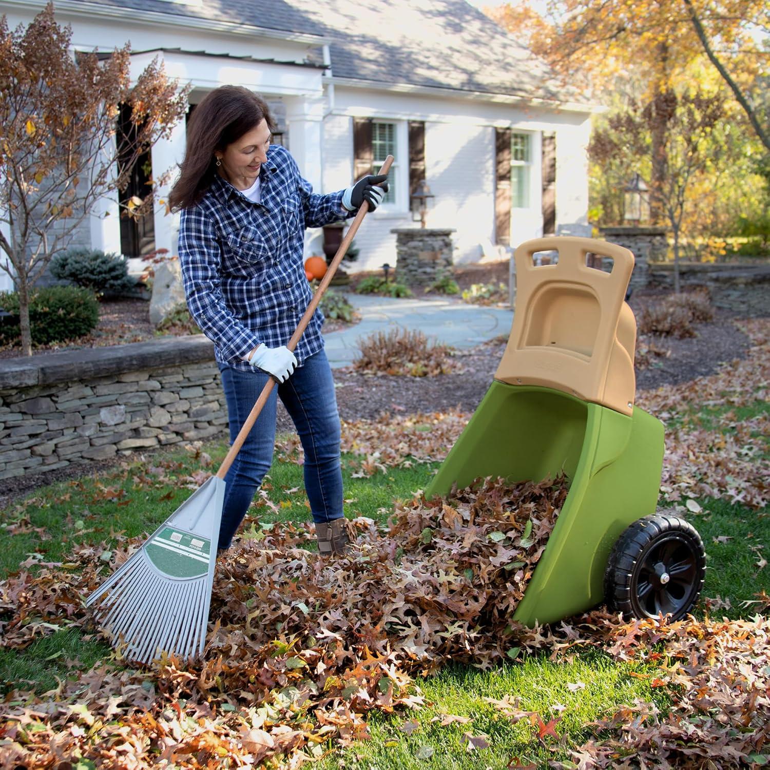 Simplay3 Easy Haul Durable Wheelbarrow with Garden Tool Storage Tray - Large Easy Turn Wheels - Gray - Made in USA