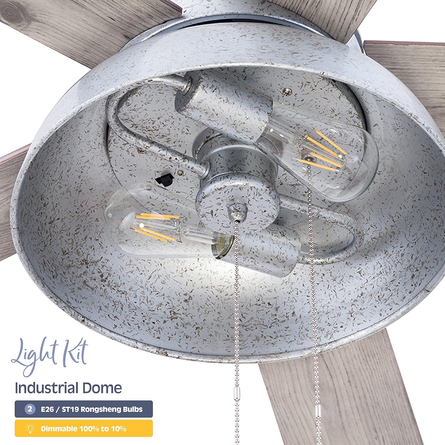 Prominence Home 51660-45 Brightondale Ventilador de Techo LED para Interiores y Exteriores de Estilo Industrial de 52 Pulgadas con Luz - Galvanizado