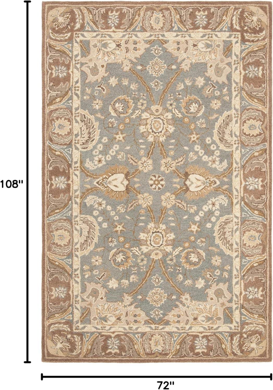 Anatolia AN558 Hand Tufted Indoor Area Rug - Teal/Camel - 6'x9' - Safavieh