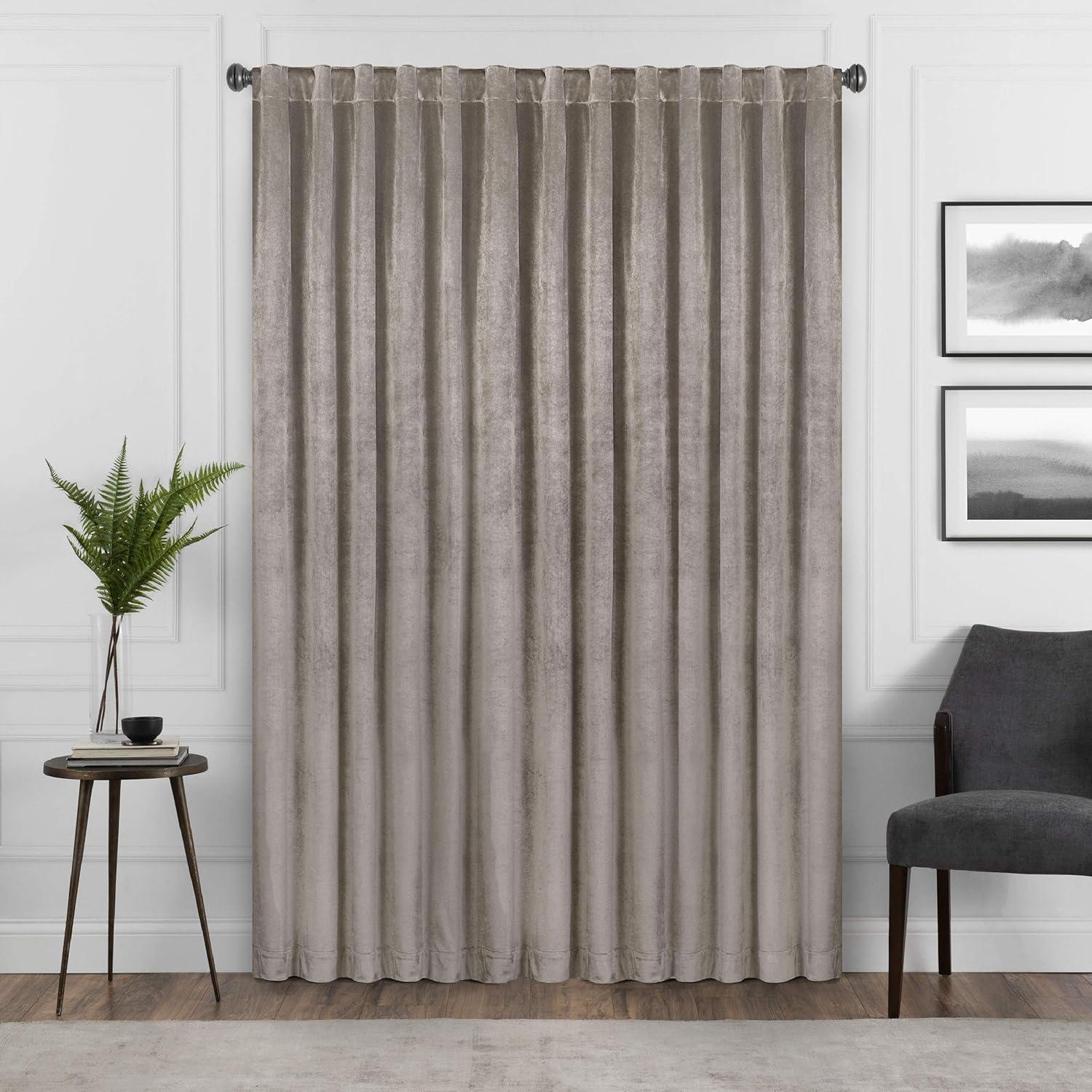 Mushroom Velvet Blackout Thermal Curtain Panel, 50 x 108 Inch