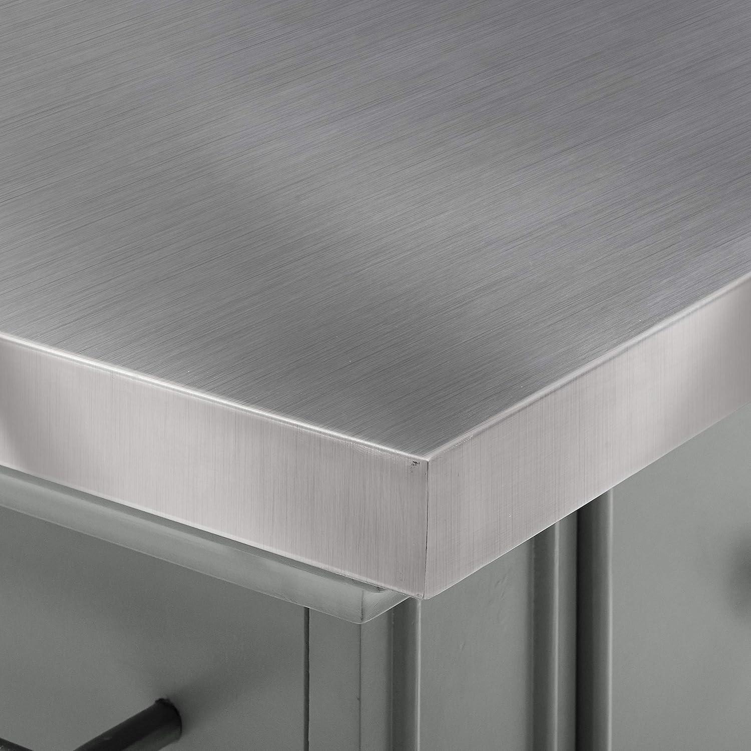 Julia Stainless Steel Top Kitchen Island Gray - Crosley: Towel Bar, Spice Rack, 5 Drawers, 2 Cabinets