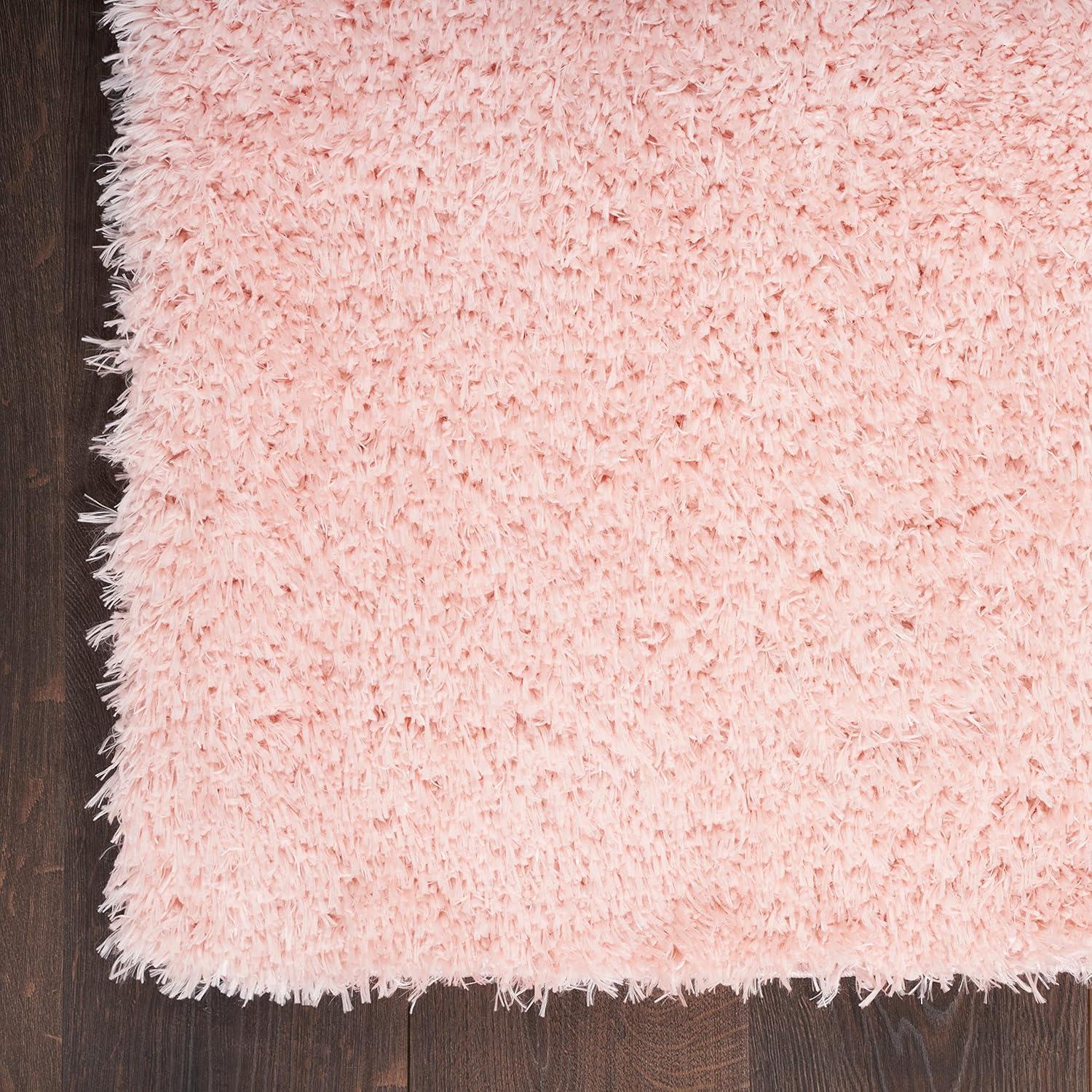 Blush Rectangular Synthetic Shag Area Rug 5'3" x 7'3"