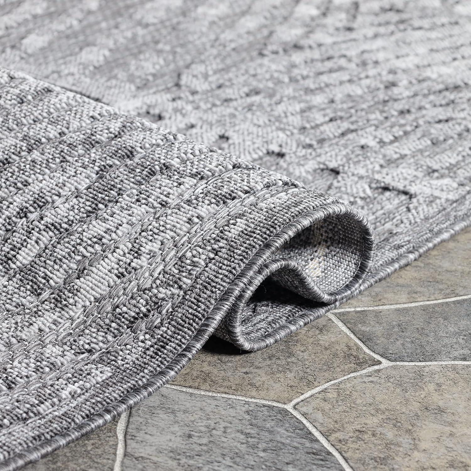 Superior Indoor Outdoor Area Rug, Perfect for Patio, Bedroom, Kitchen, Laundry Room, Entryway, Office, Playroom, Carpet Cover, Abstract Geometric Modern, Ellery Collection, 5' 2" x 7' 2", Grey
