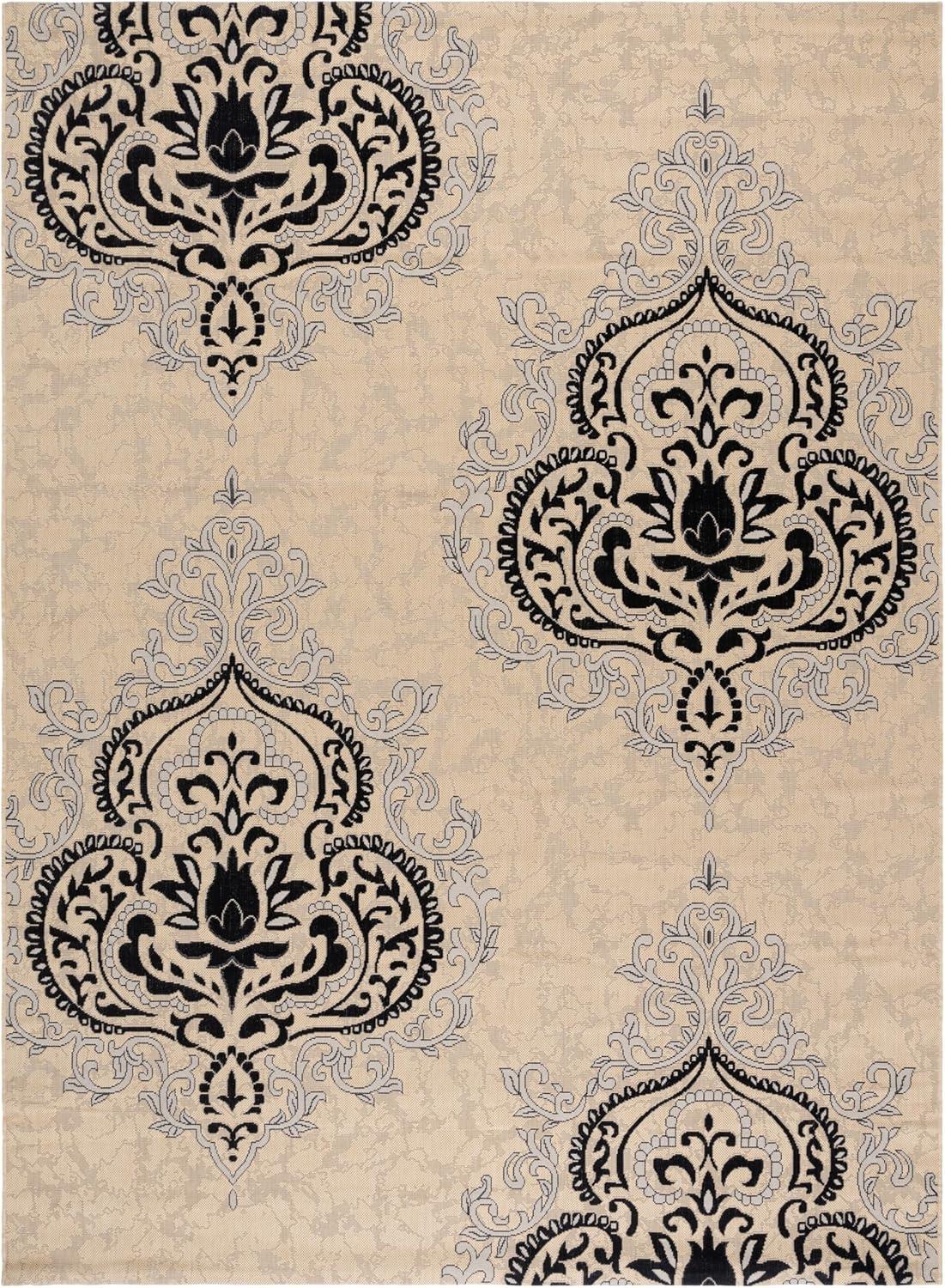 Courtyard CY7926 Power Loomed Indoor/Outdoor Area Rug - Creme/Black - 8'x11' - Safavieh.