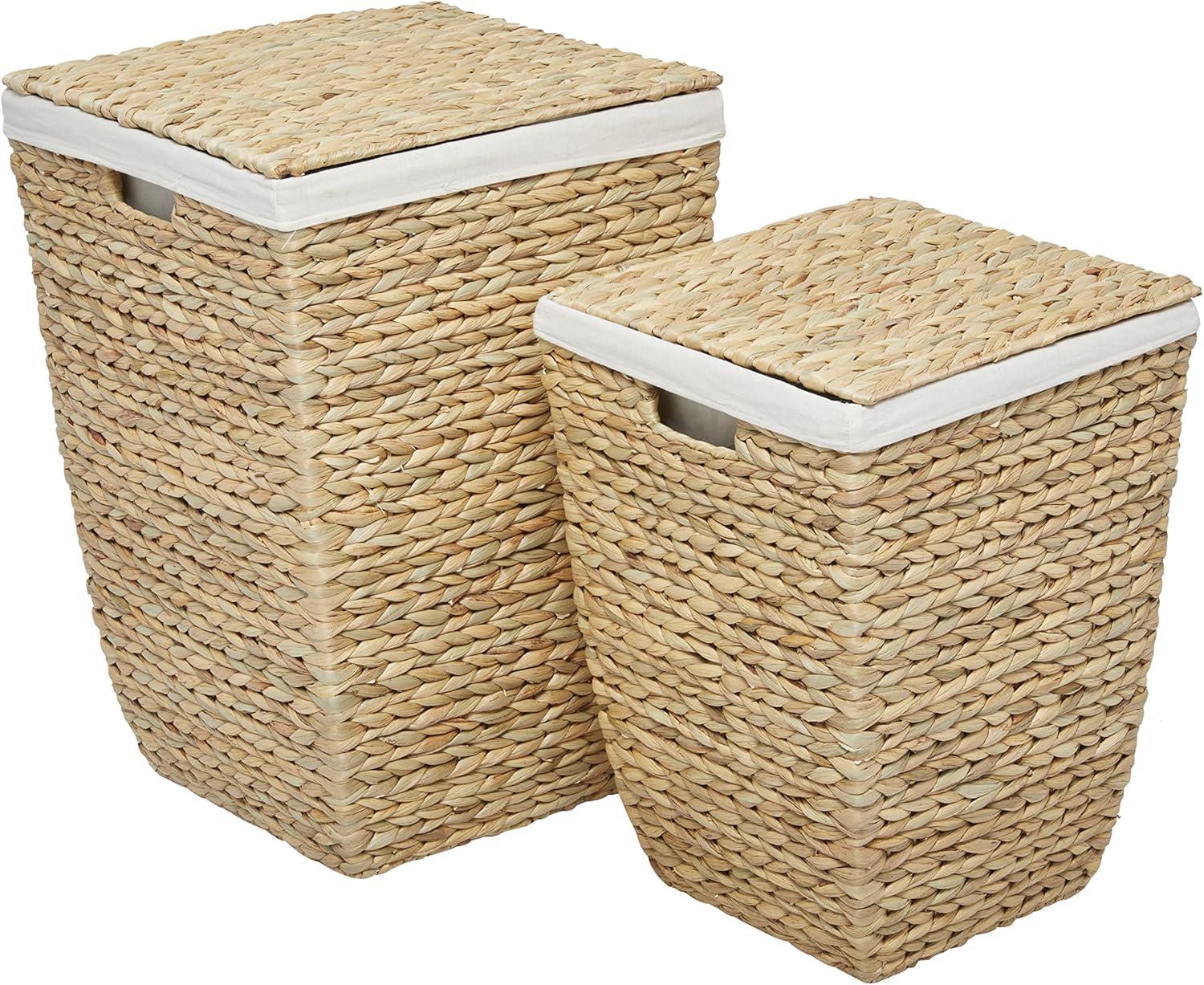 Traditional Seagrass Handwoven Storage Basket Duo, Light Brown