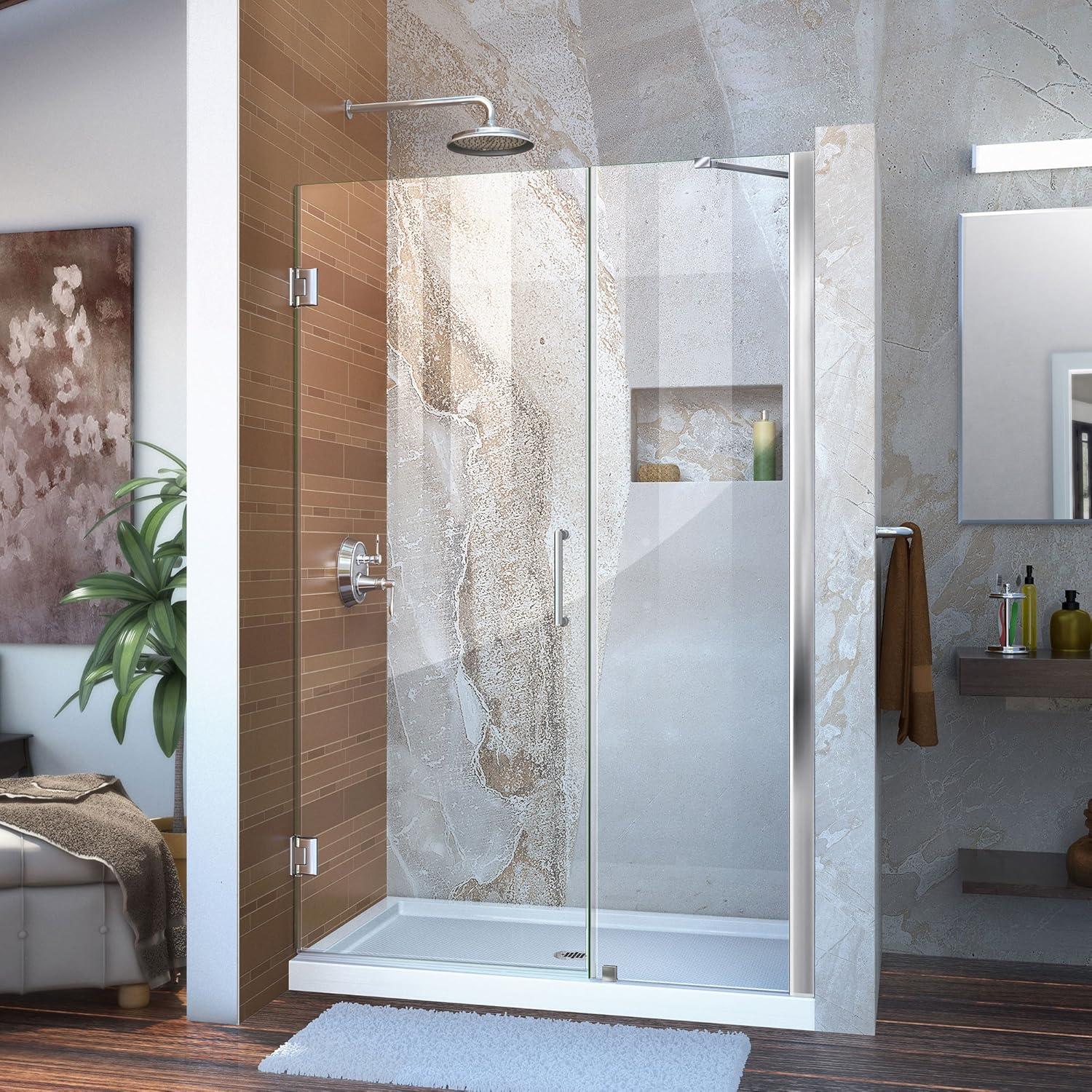 Unidoor 49" Frameless Hinged Shower Door with ClearMax Technology