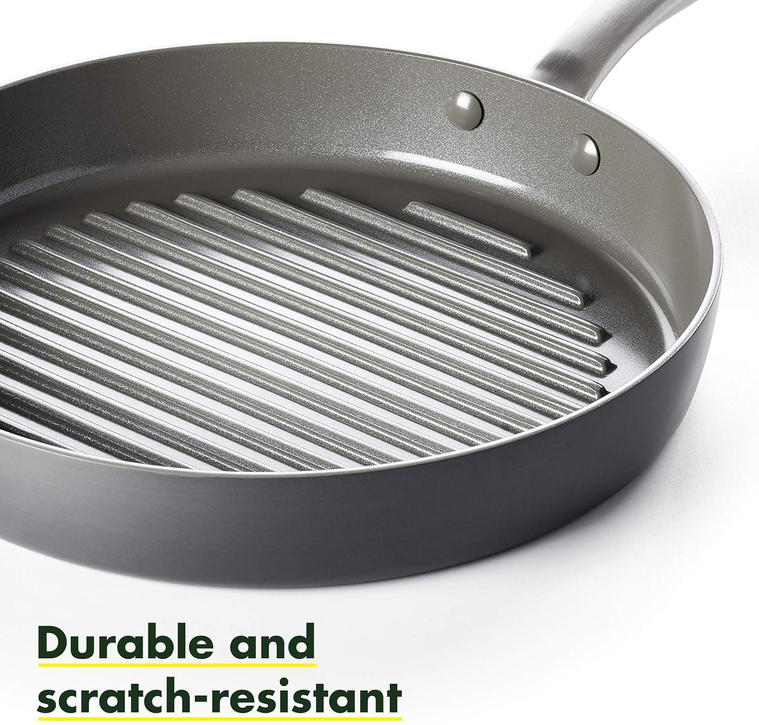 GreenPan Chatham Healthy Ceramic Nonstick, Grill Pan, 11", Gray