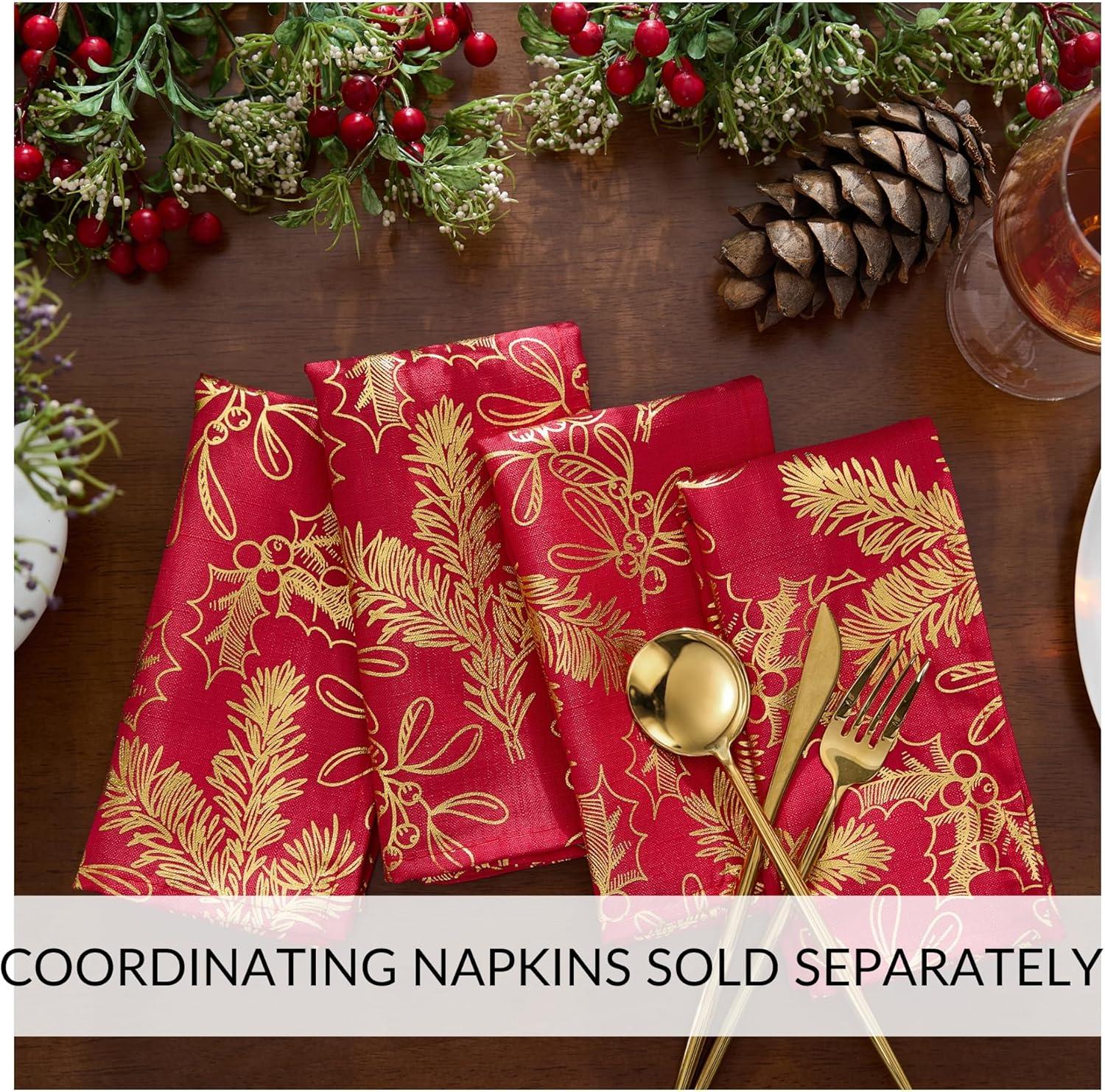 The Holiday Aisle® Kailyne Foil Woodland Holiday Fabric Tablecloth