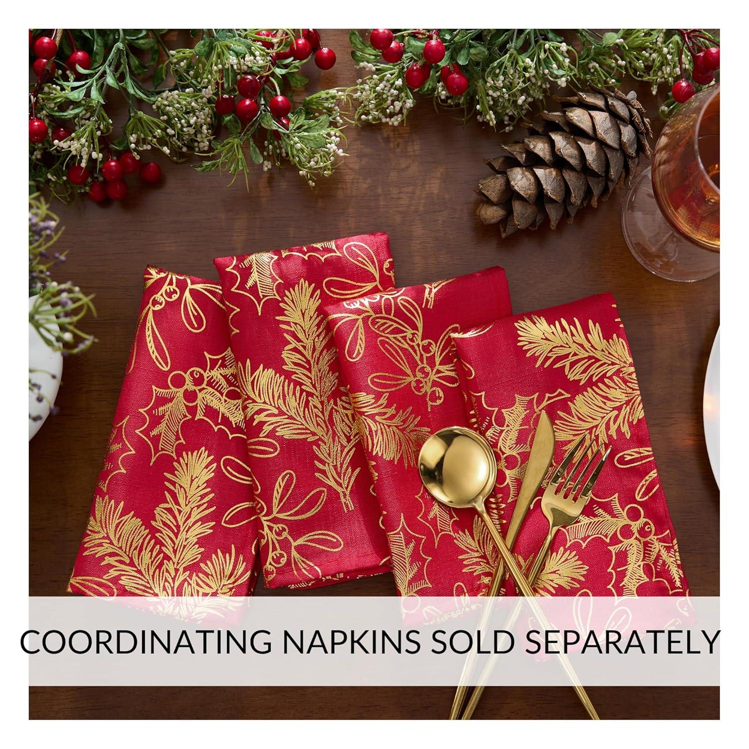 The Holiday Aisle® Kailyne Foil Woodland Holiday Fabric Tablecloth