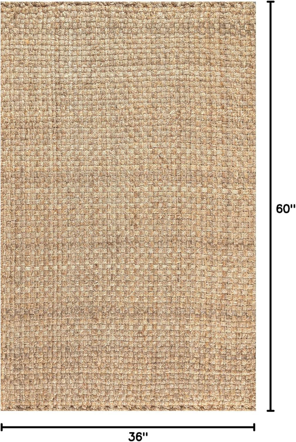 3'x5' Estera Hand Woven Boucle Chunky Jute Area Rug, Natural - JONATHAN Y