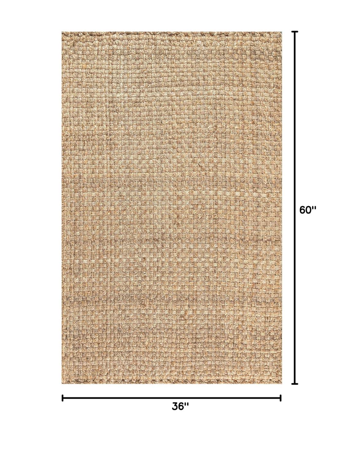 3'x5' Estera Hand Woven Boucle Chunky Jute Area Rug, Natural - JONATHAN Y