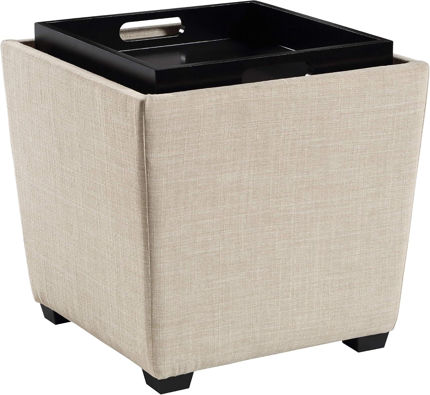 Rockford Storage Ottoman in Cream Fabric