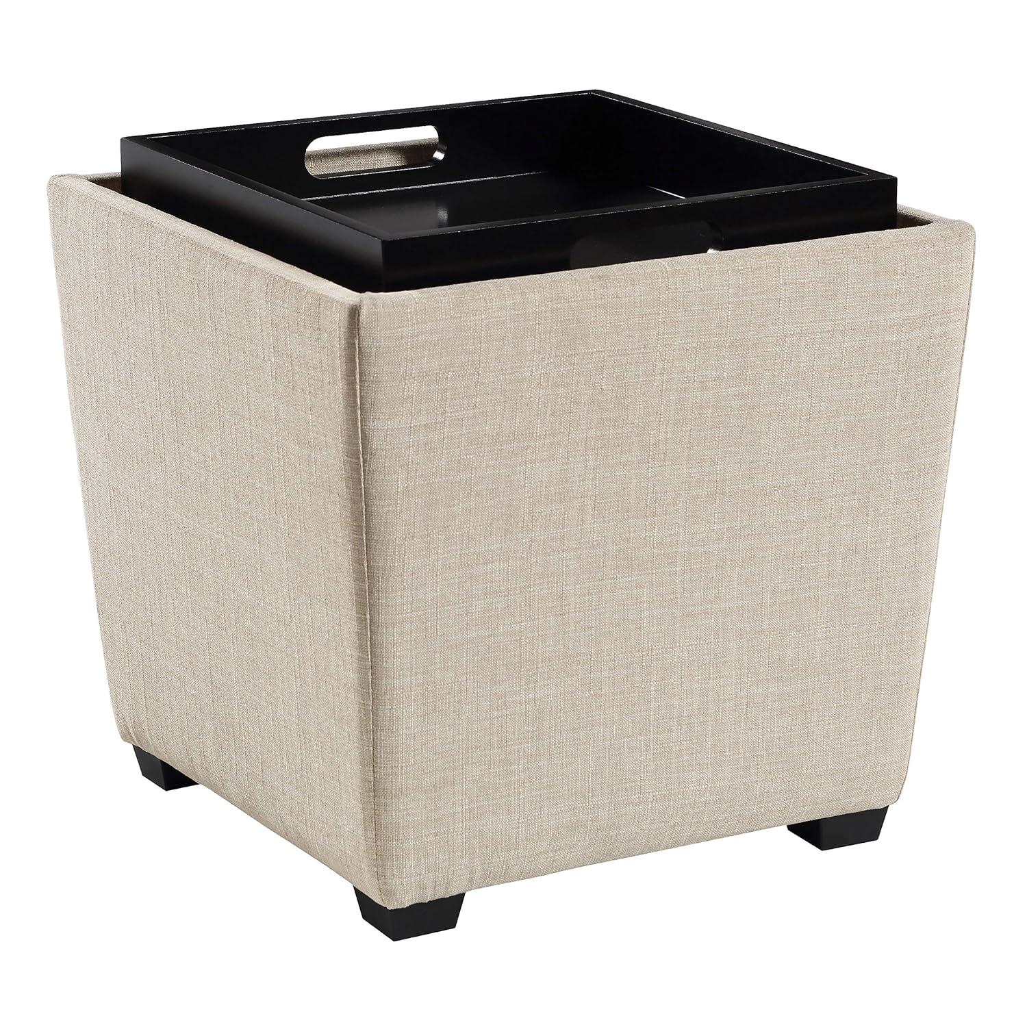Rockford Storage Ottoman in Cream Fabric