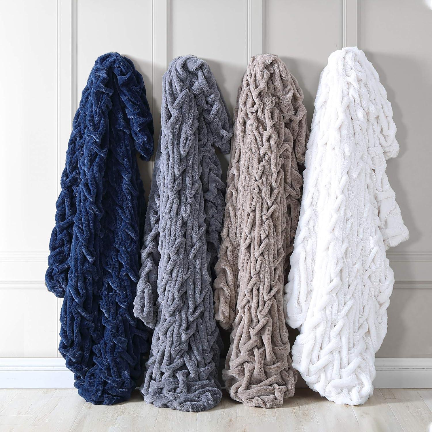 Modern Threads Luxury Solid Braided Faux Fur Throw, 50 x 60.